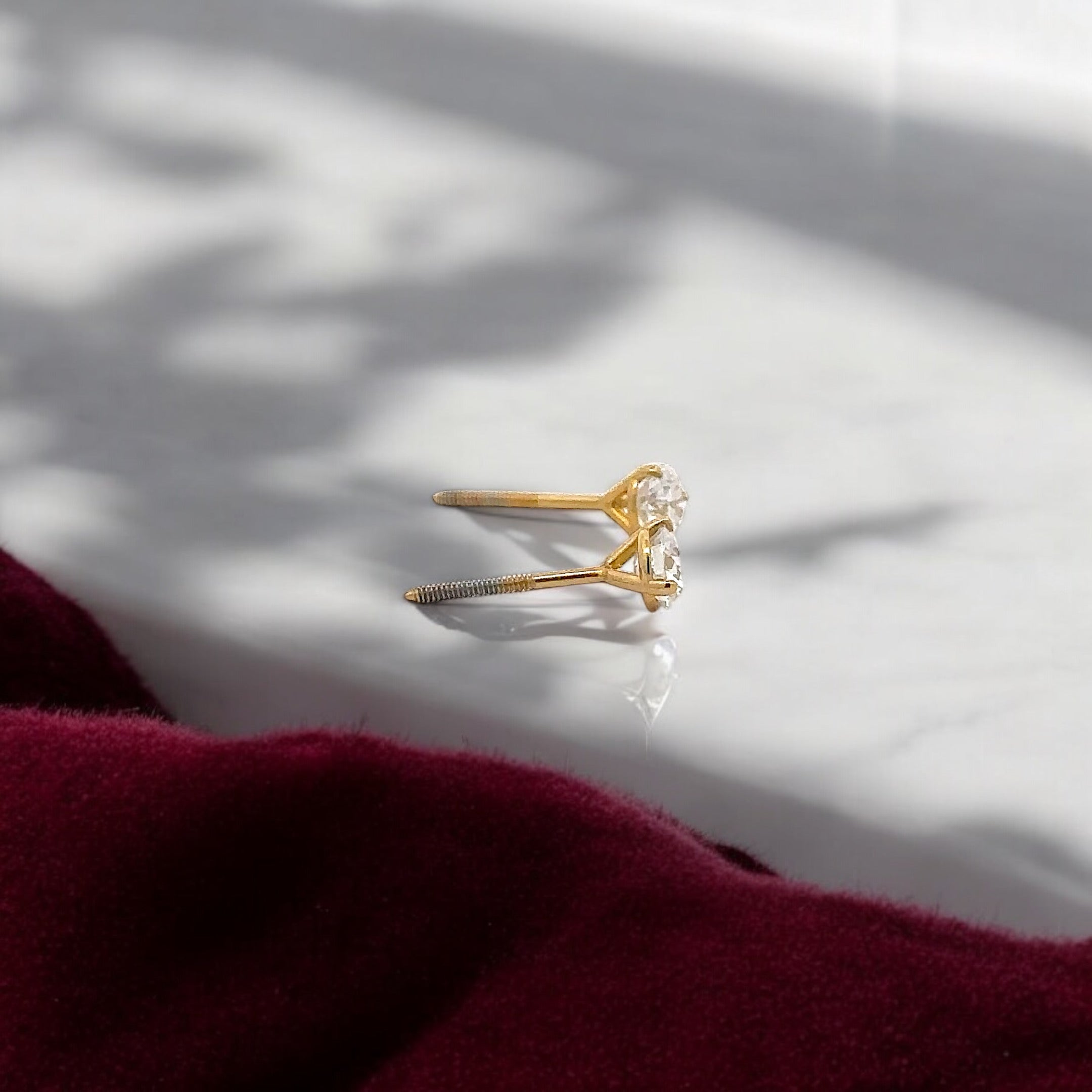 14K GOLD ROUND DIAMOND STUD EARRINGS 0.78 CTW