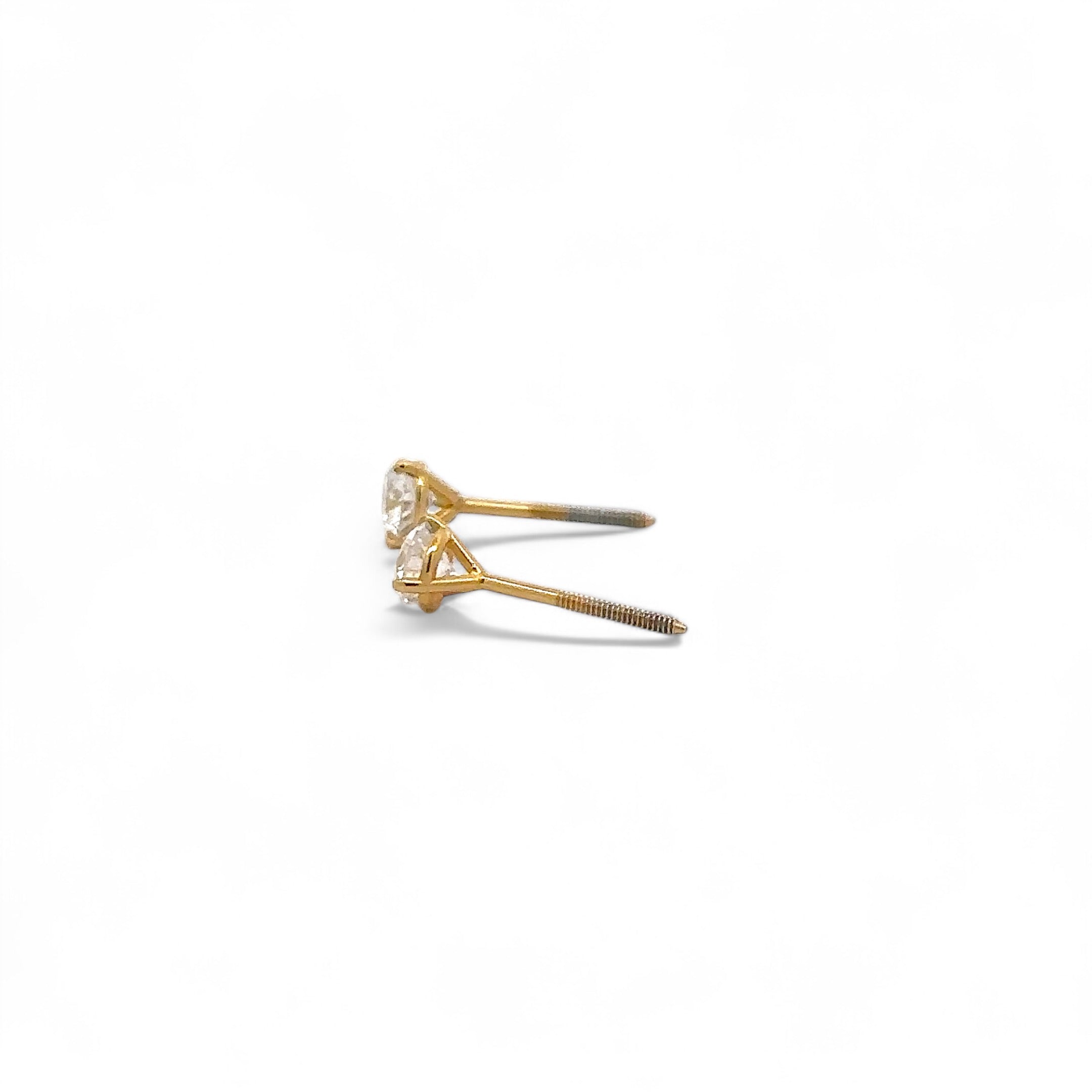 14K GOLD ROUND DIAMOND STUD EARRINGS 0.78 CTW