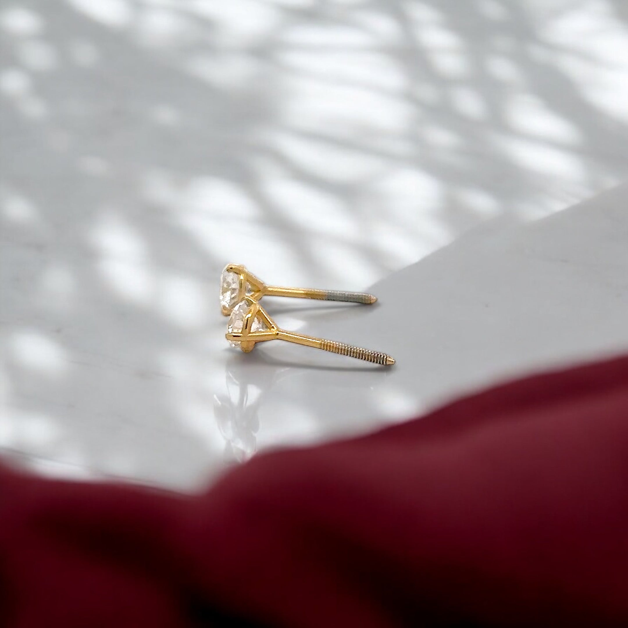 14K GOLD ROUND DIAMOND STUD EARRINGS 0.78 CTW