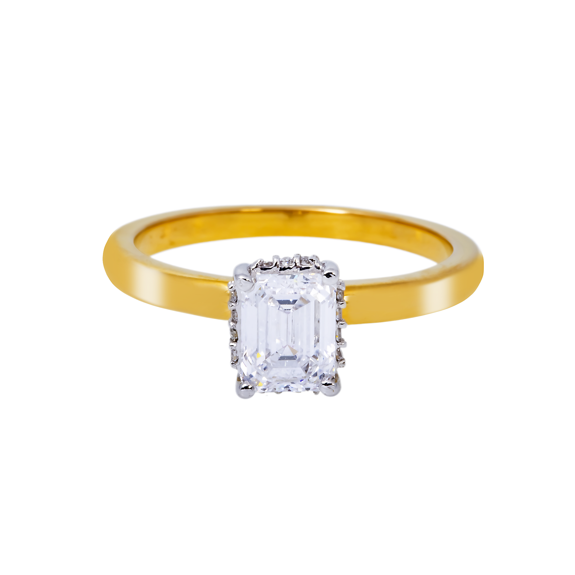 14K GOLD EMERALD CUT SOLITAIRE LAB DIAMOND ENGAGEMENT RING 1.06 CTW