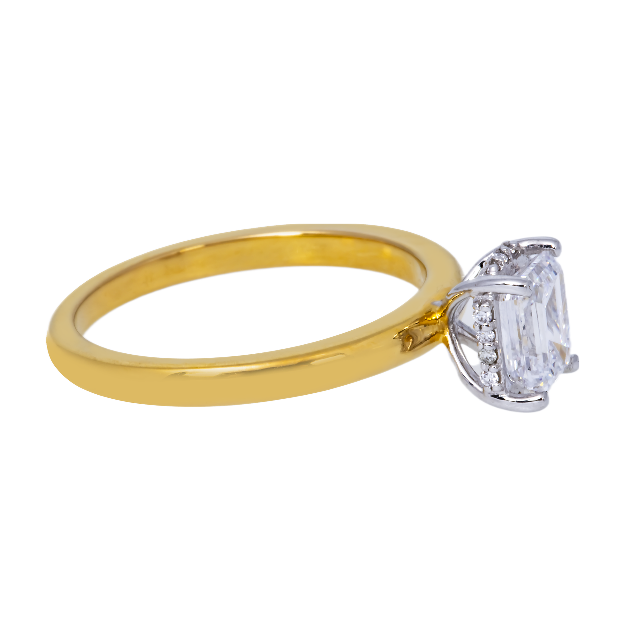 14K GOLD EMERALD CUT SOLITAIRE LAB DIAMOND ENGAGEMENT RING 1.06 CTW