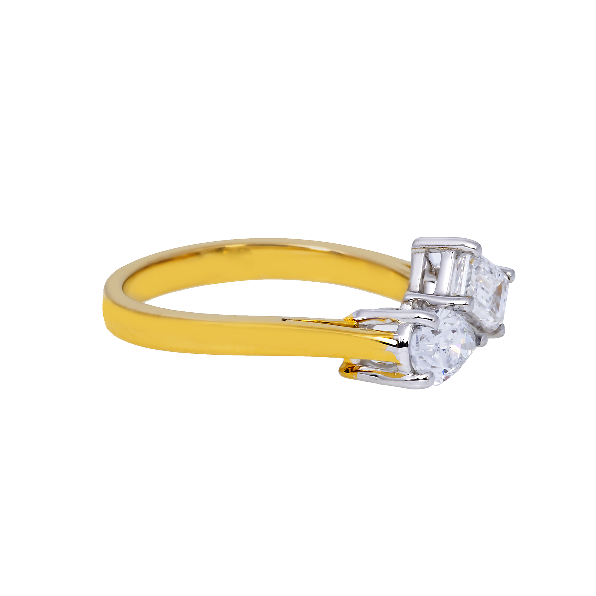 14K GOLD PEAR AND EMERALD CUT LAB DIAMOND ENGAGEMENT RING 1.02 CTW