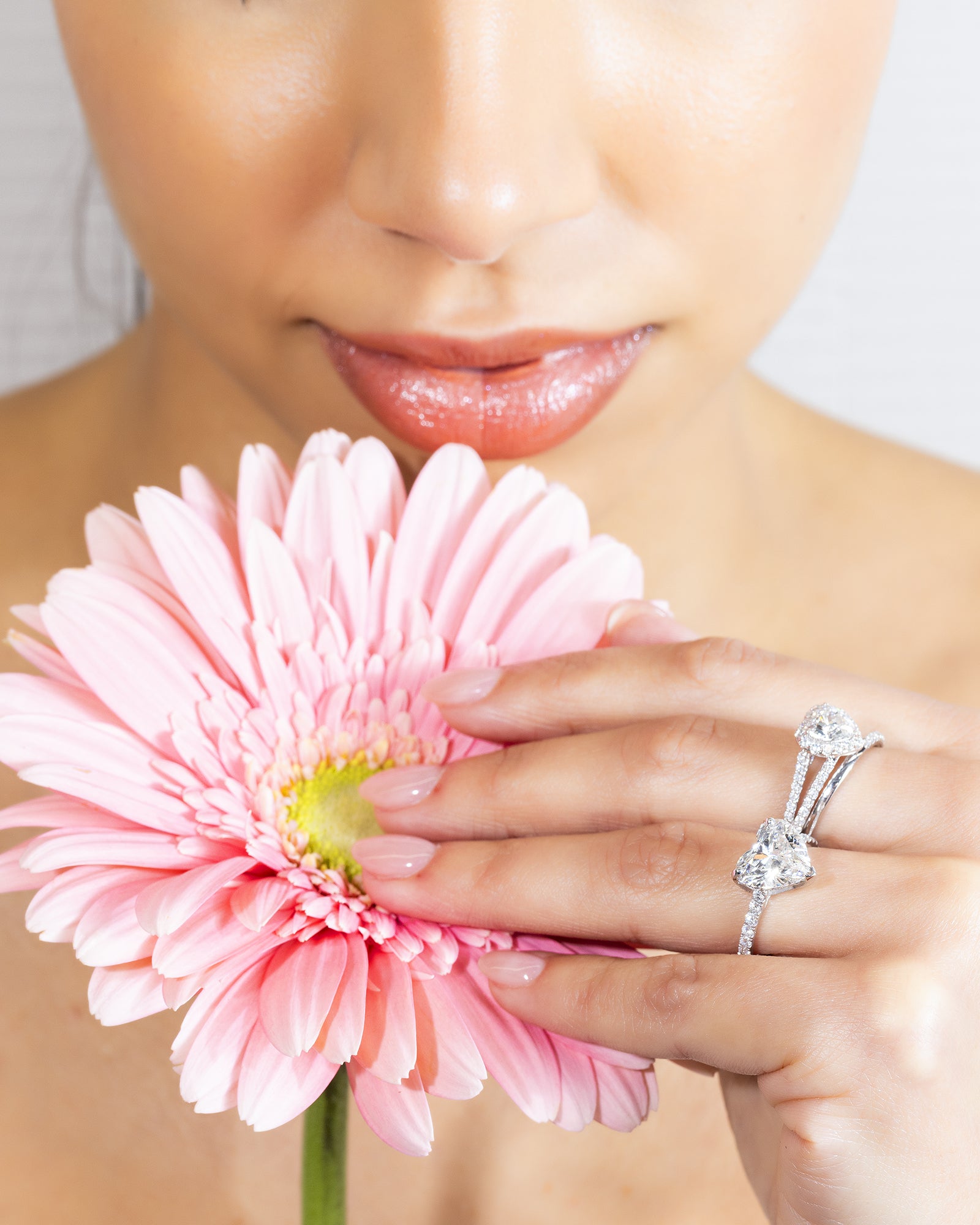 18K GOLD HEART LAB DIAMOND ENGAGEMENT RING 3.57 CTW