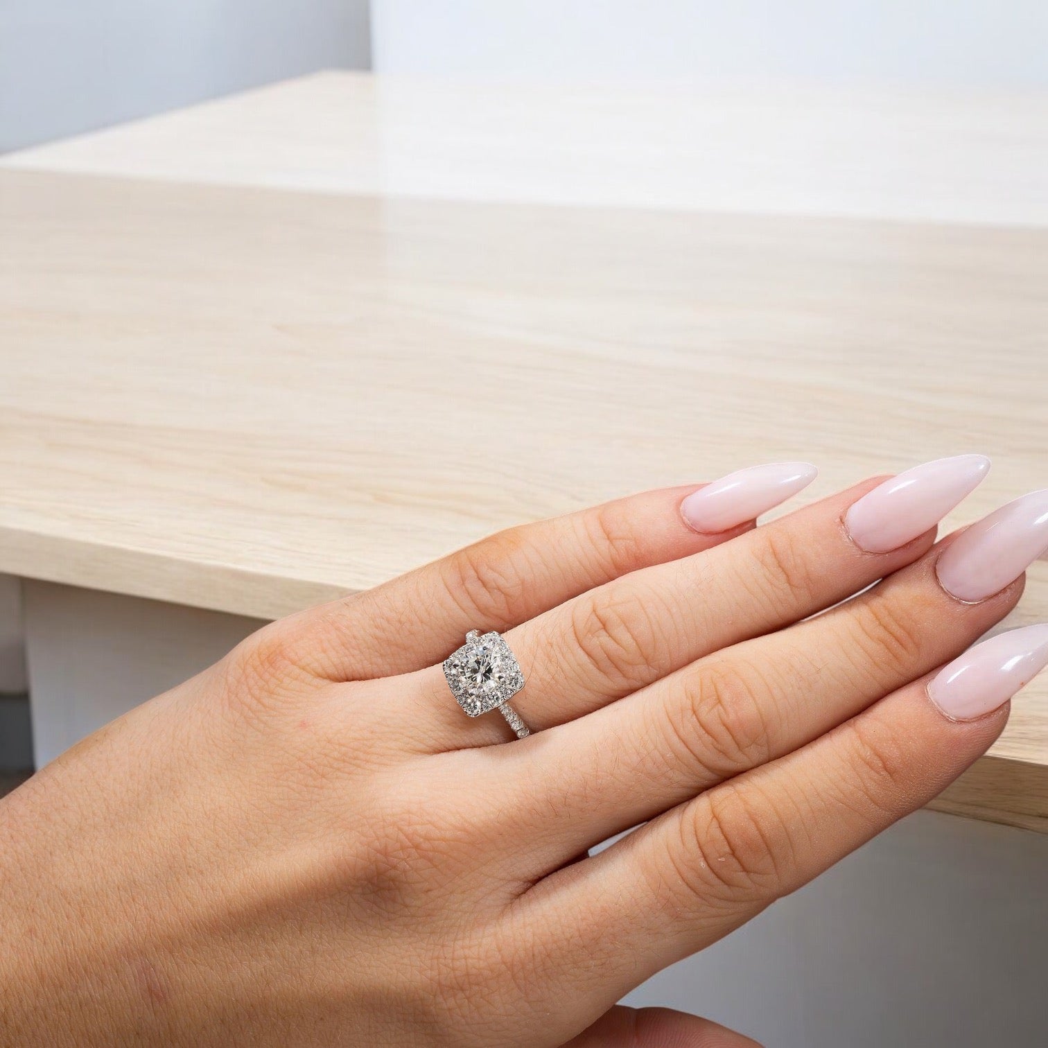 18K GOLD ROUND DIAMOND ENGAGEMENT RING 1.3 CT GIA