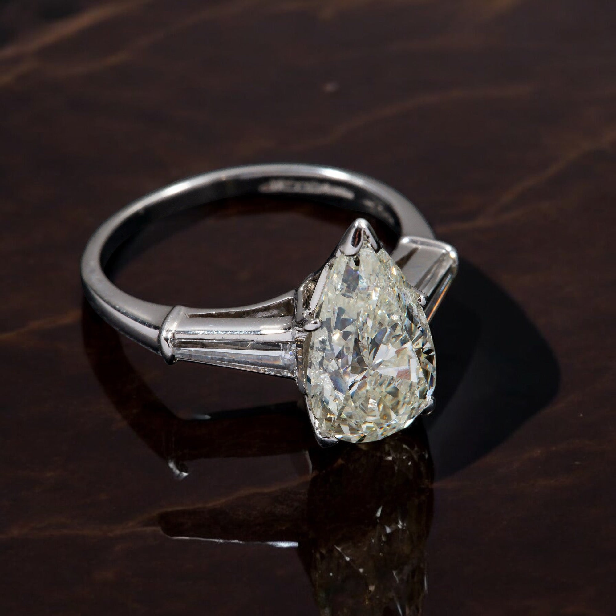 18K GOLD PEAR CUT DIAMOND ENGAGEMENT RING 2.42 CT GIA
