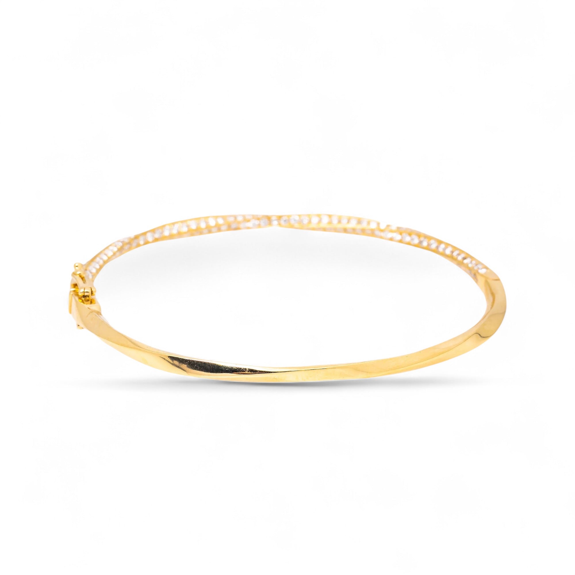 18K GOLD DIAMOND TWIST BANGLE BRACELET 2.08 CT