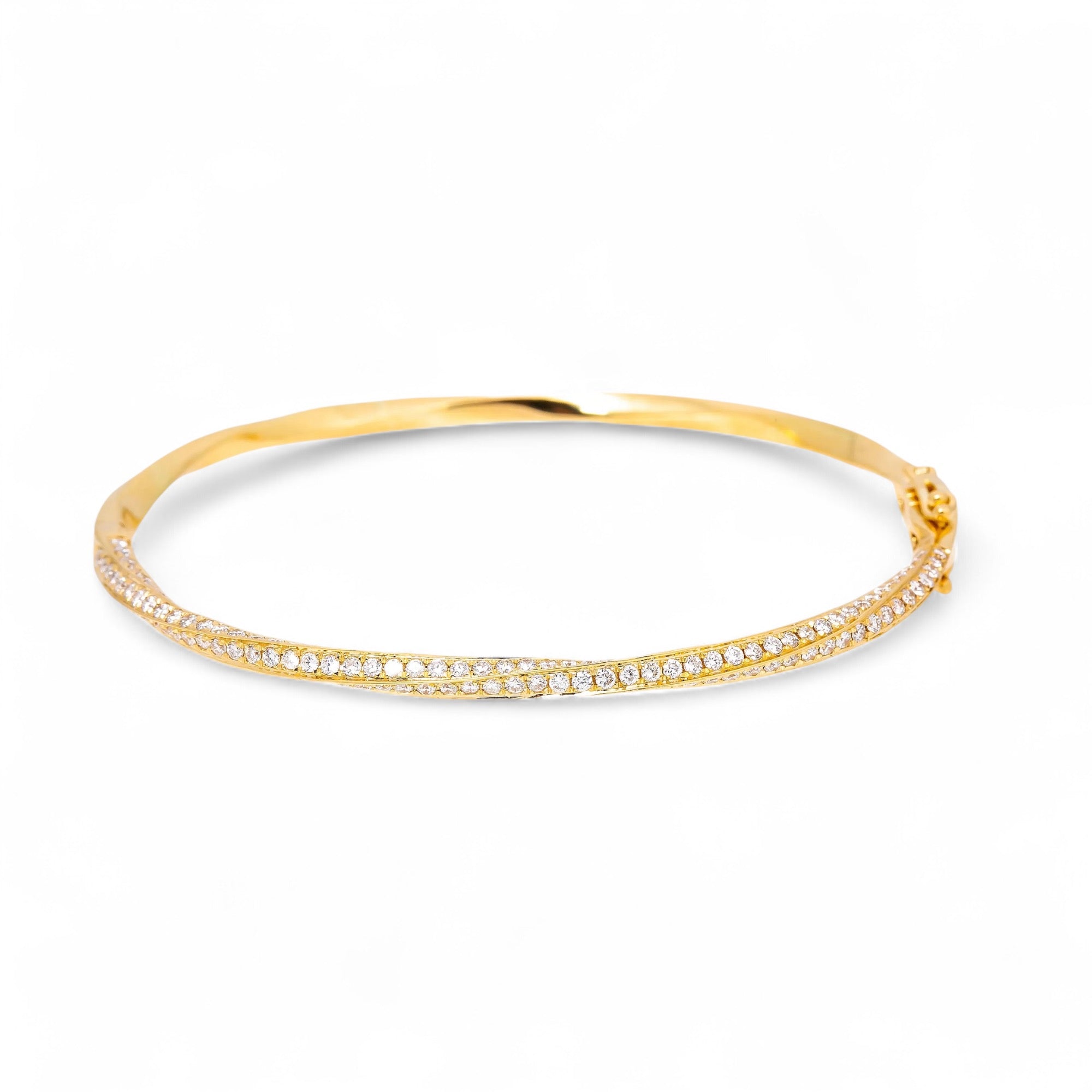 18K GOLD DIAMOND TWIST BANGLE BRACELET 2.08 CT