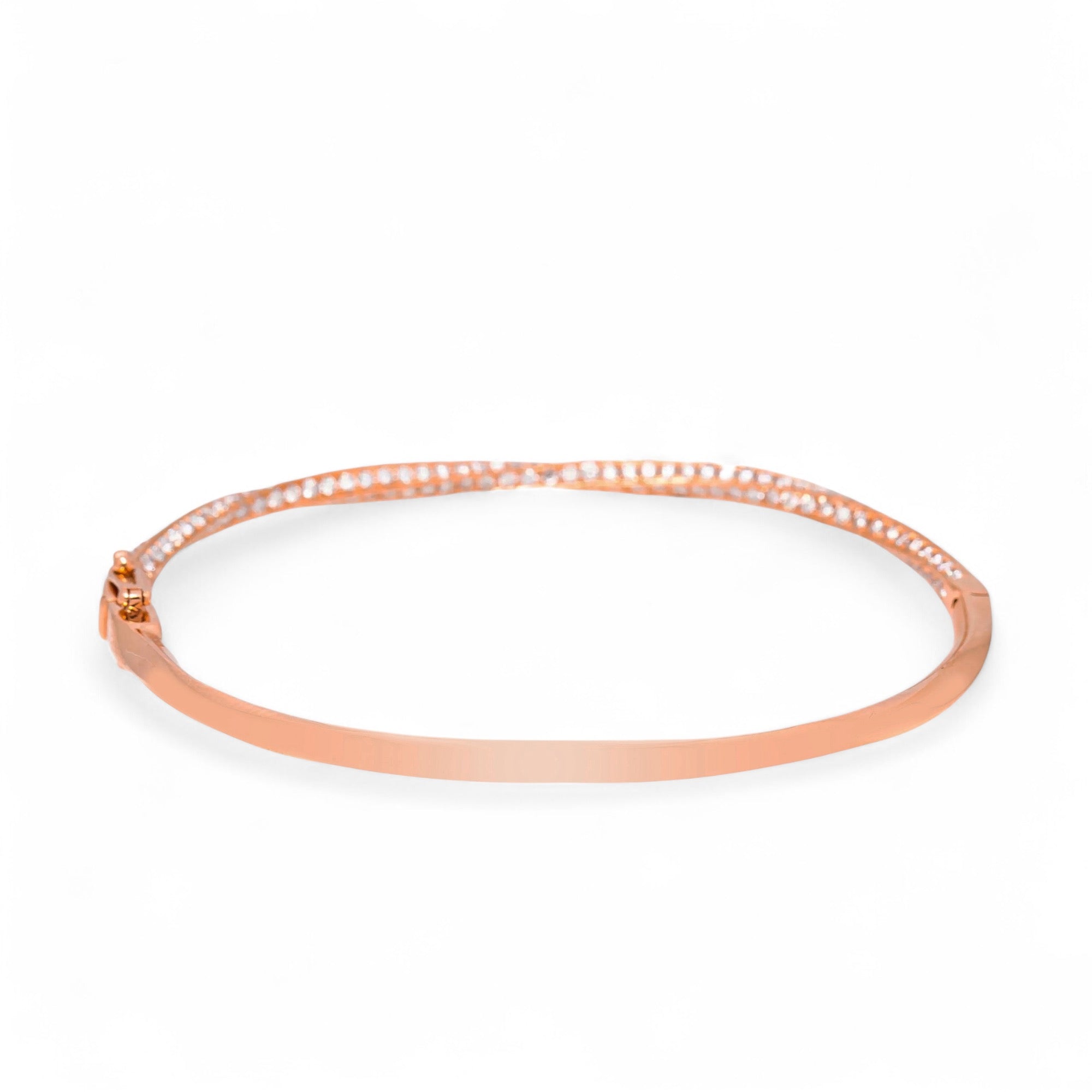 18K GOLD DIAMOND TWIST BANGLE BRACELET 2.08 CT