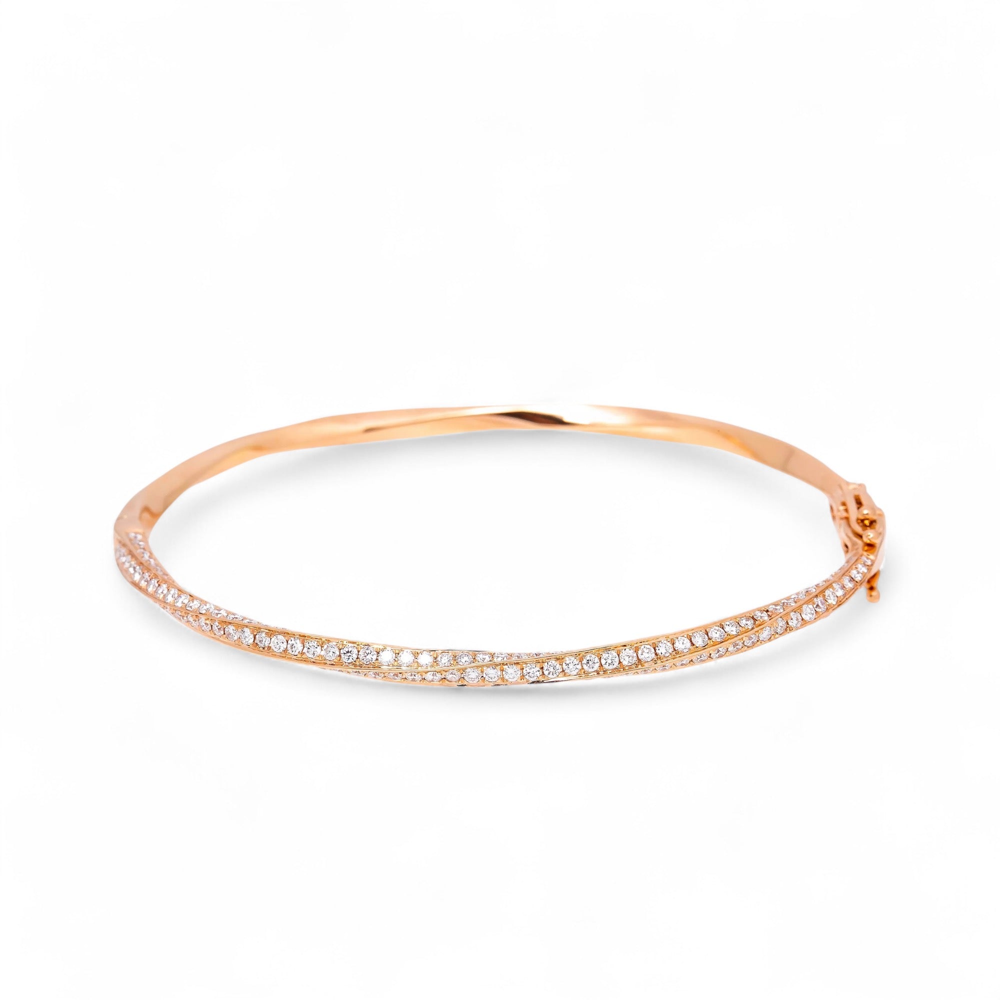 18K GOLD DIAMOND TWIST BANGLE BRACELET 2.08 CT