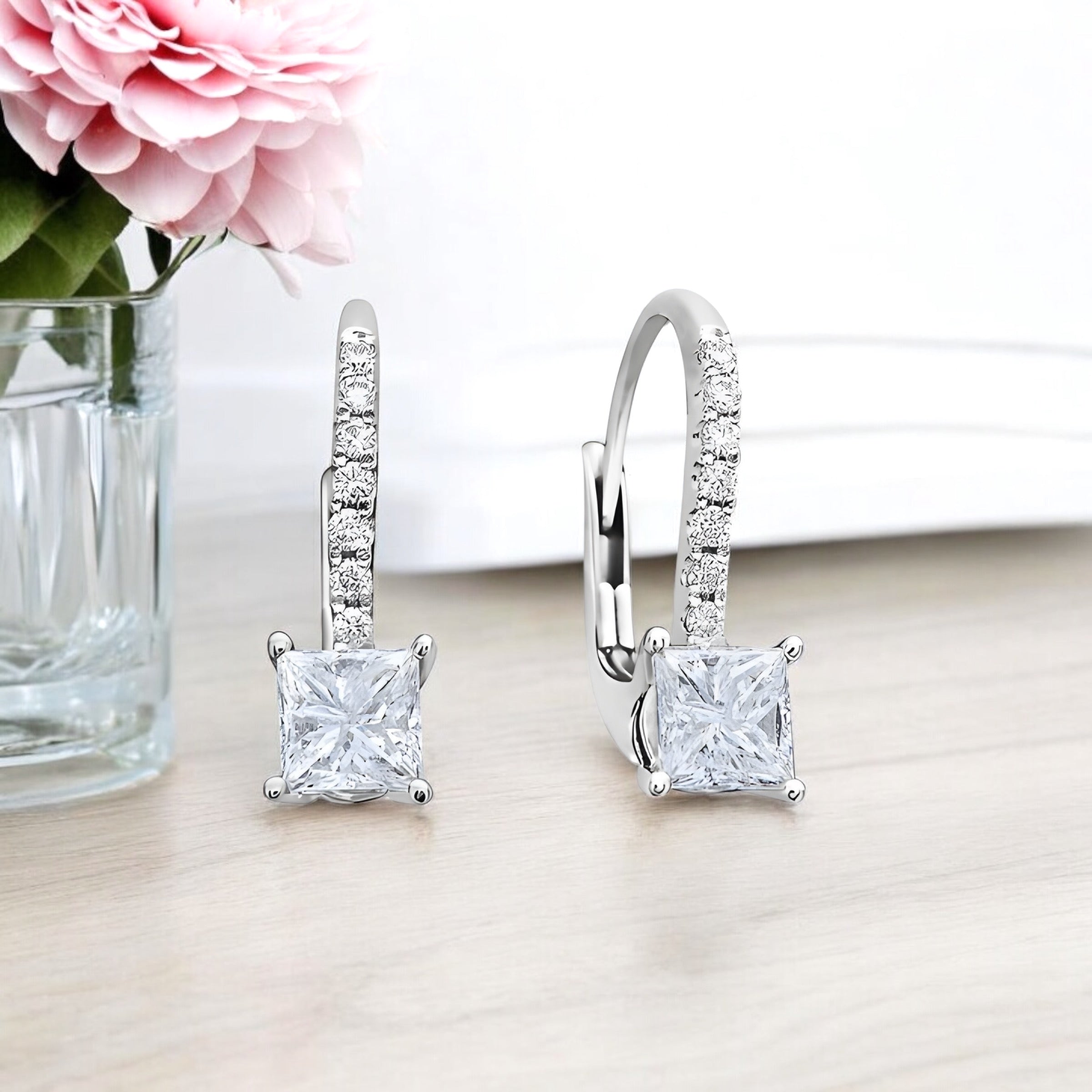 18K White Gold Earrings With Diamonds 1.07 CT
