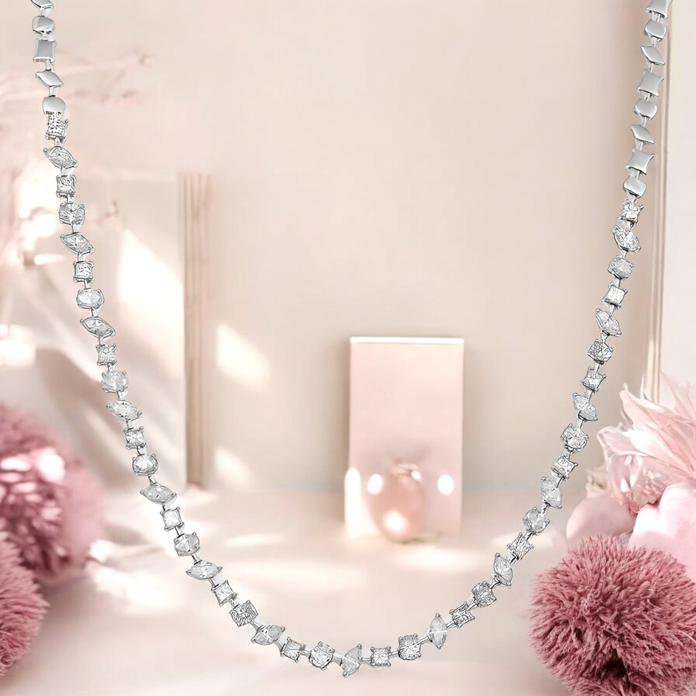 14K GOLD MULTI-SHAPE DIAMOND NECKLACE 4.39 CT