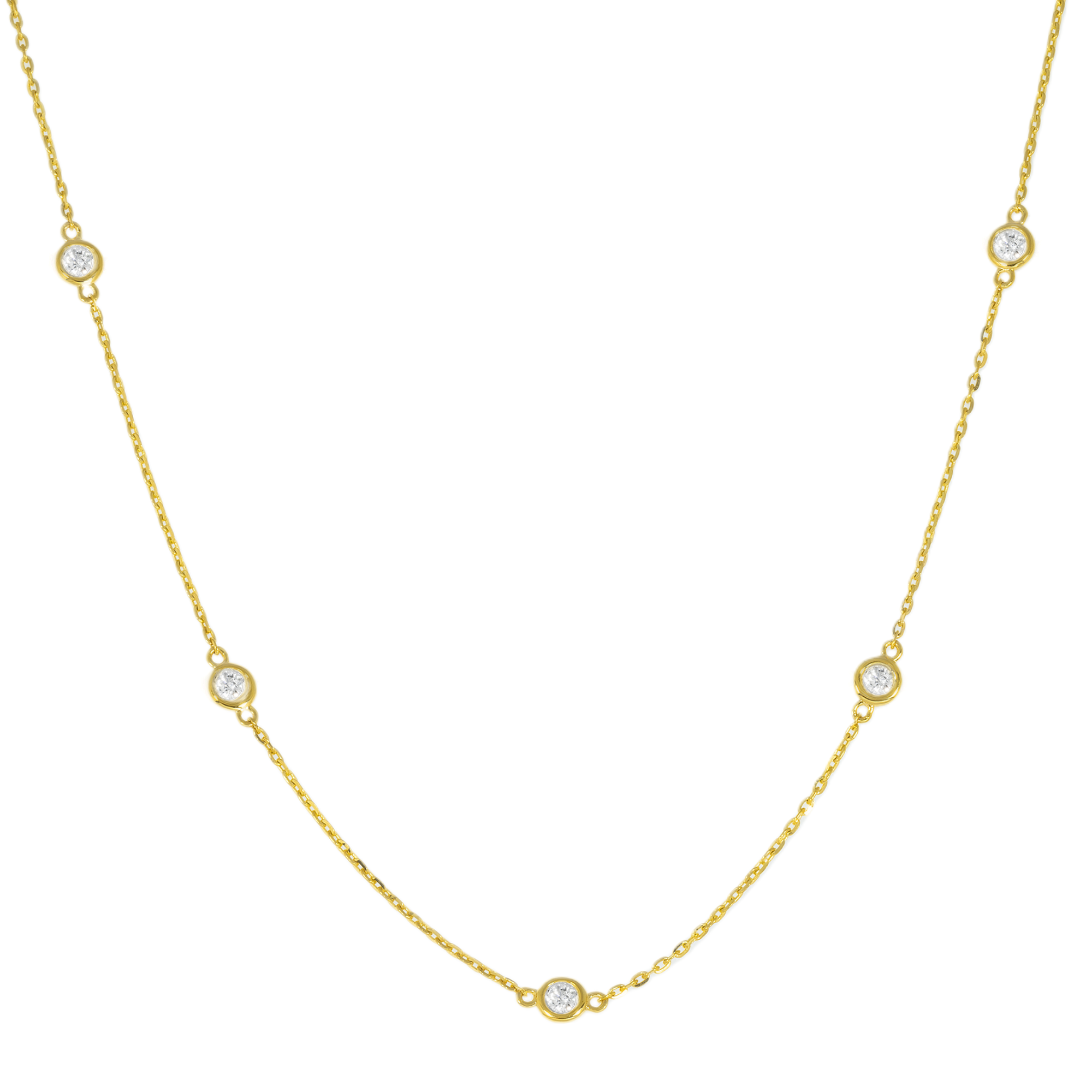 14K GOLD BEZEL SET DIAMOND BY THE YARD NECKLACE 1.00 CTW