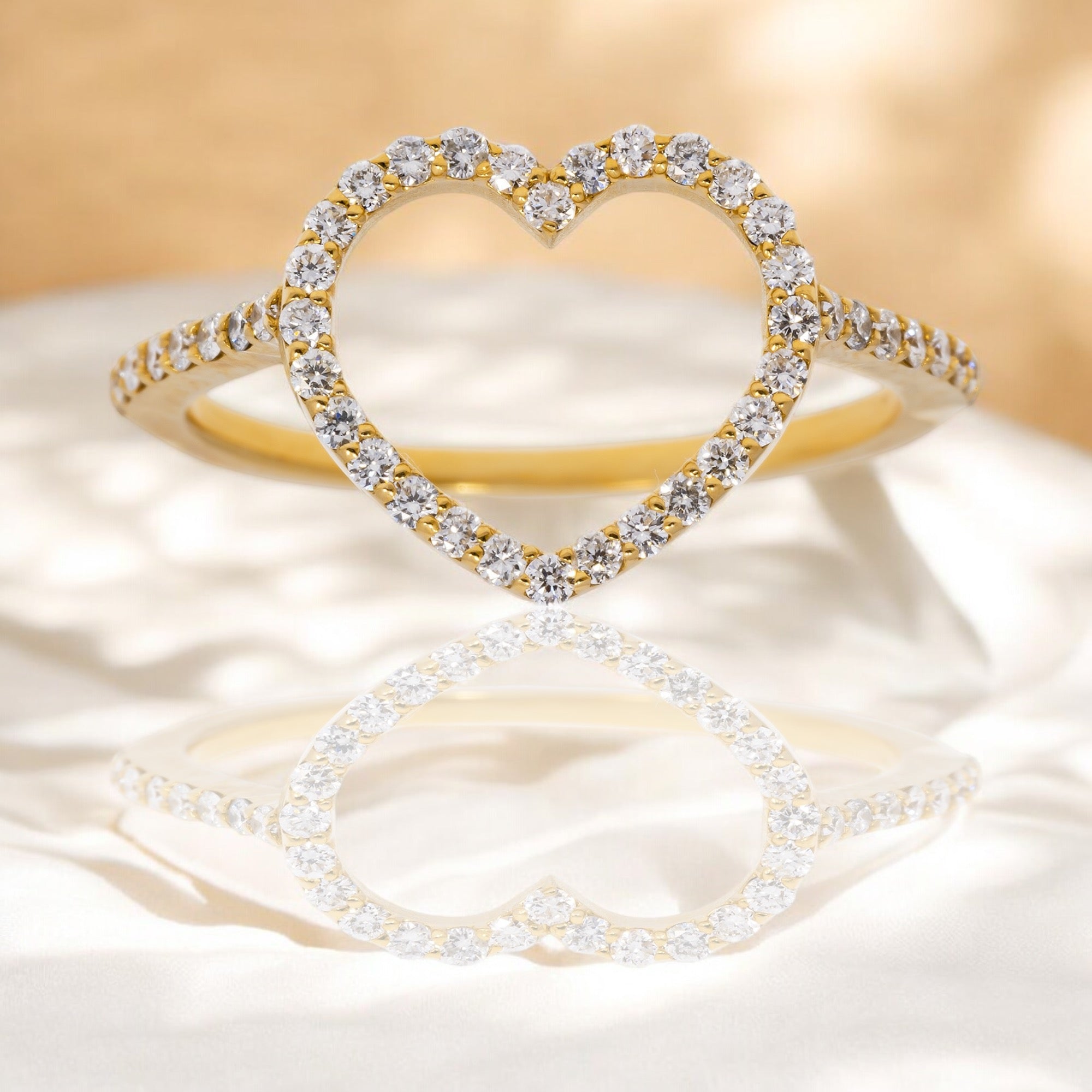 14K GOLD ROUND CLUSTER HALO DIAMOND HEART SHAPE BRIDAL SET 1.01 CTW