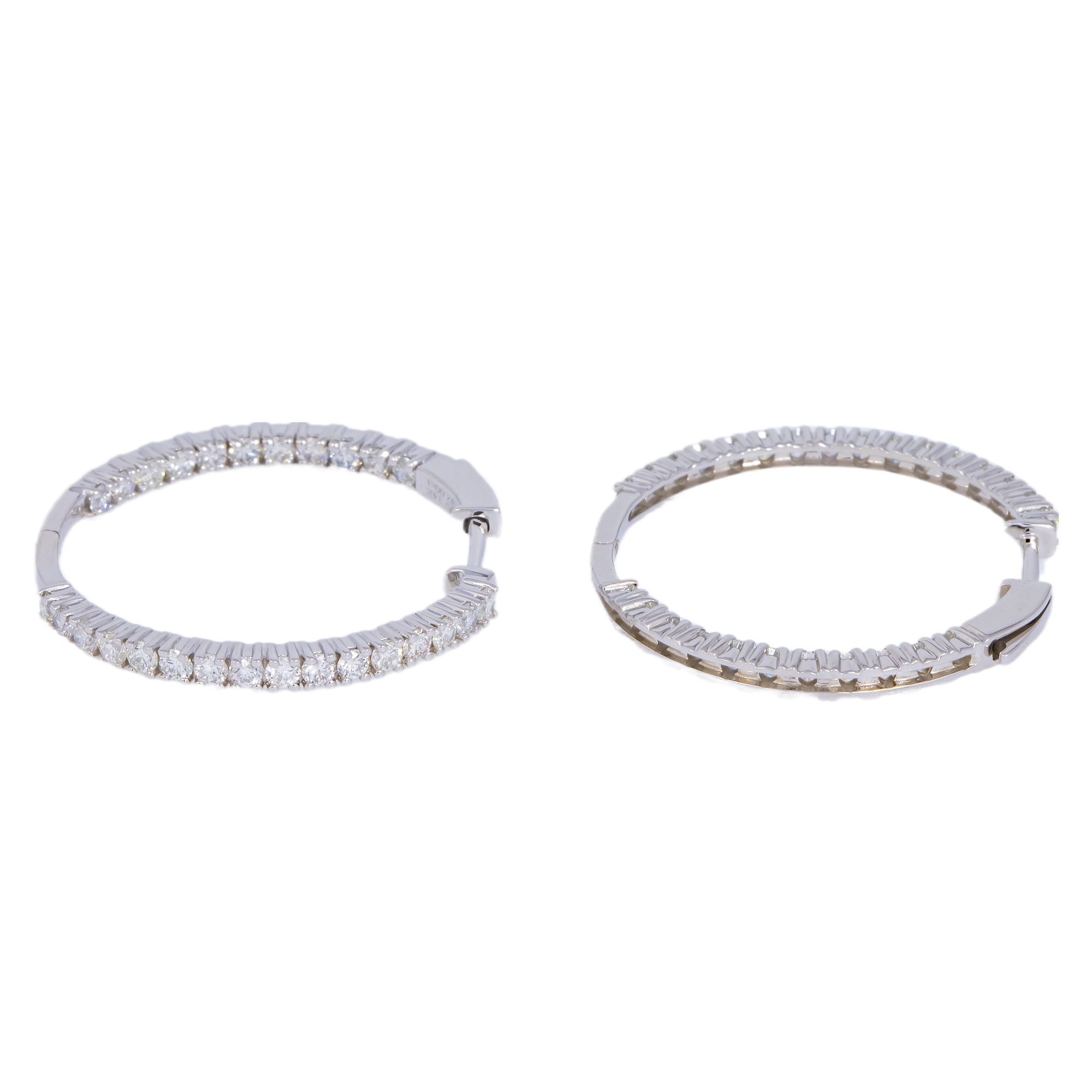 14K GOLD ROUND DIAMOND HOOP EARRINGS 2.00 CTW