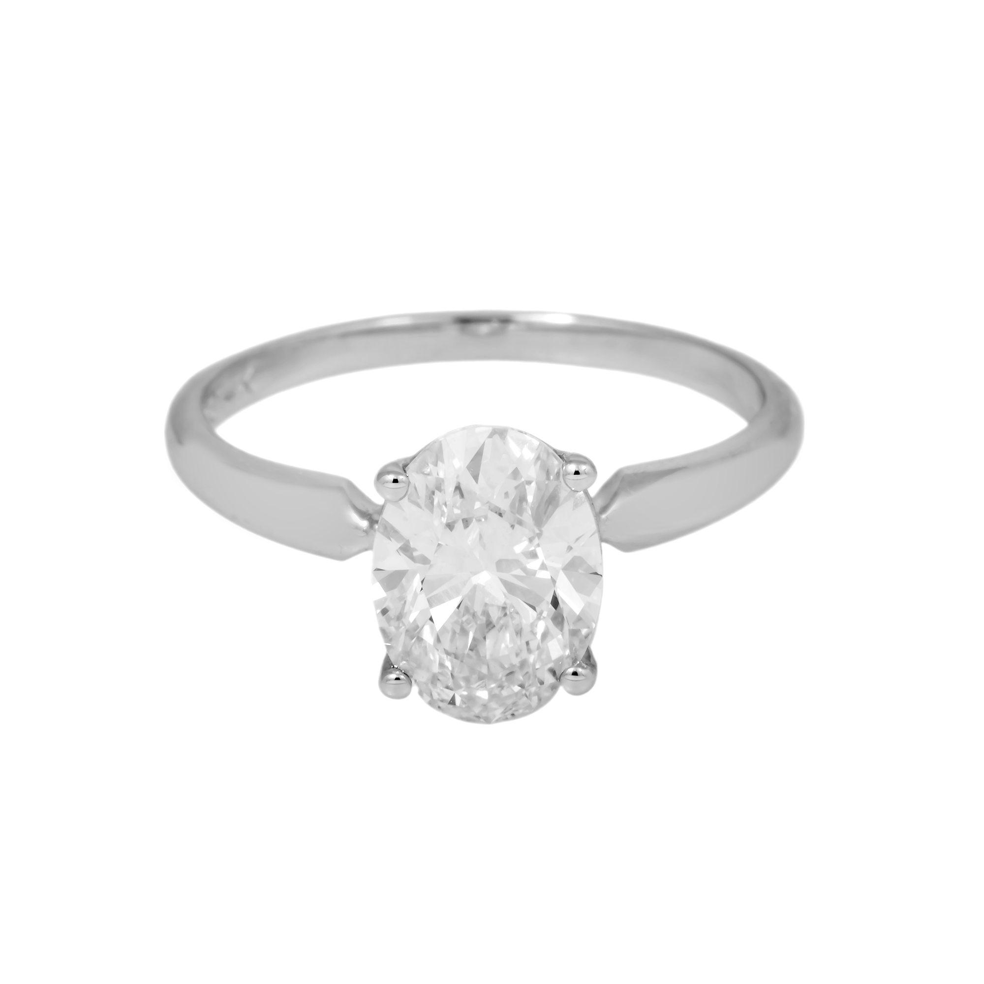 14K GOLD SOLITAIRE OVAL DIAMOND ENGAGEMENT RING 2.01 CT