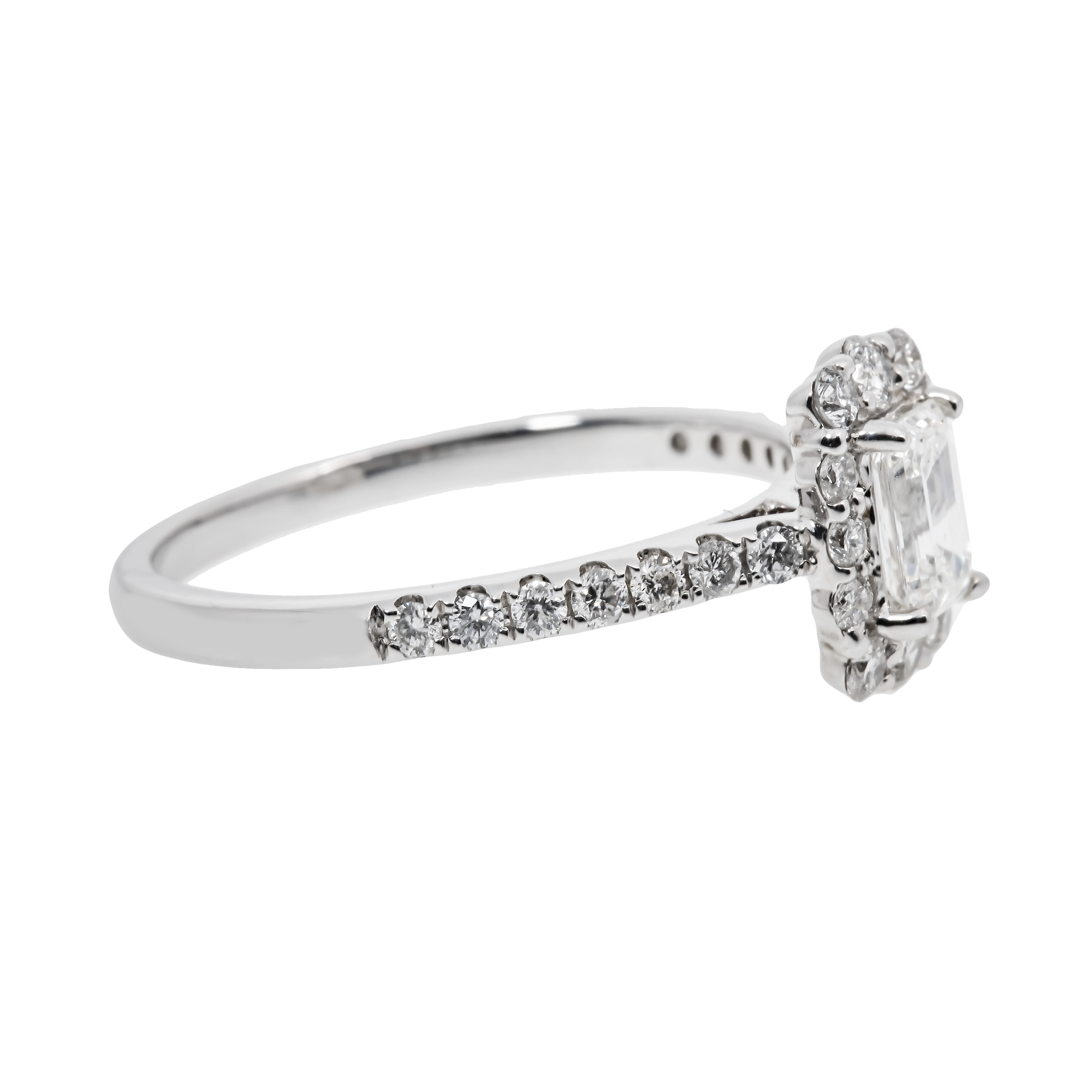 14K GOLD EMERALD CUT HALO DIAMOND ENGAGEMENT RING 1.49 CTW