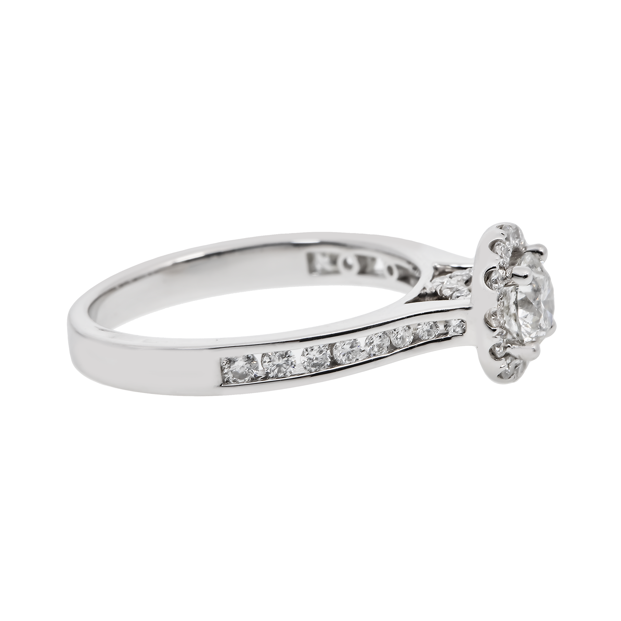 14K GOLD ROUND HALO DIAMOND ENGAGEMENT RING 1.51 CTW