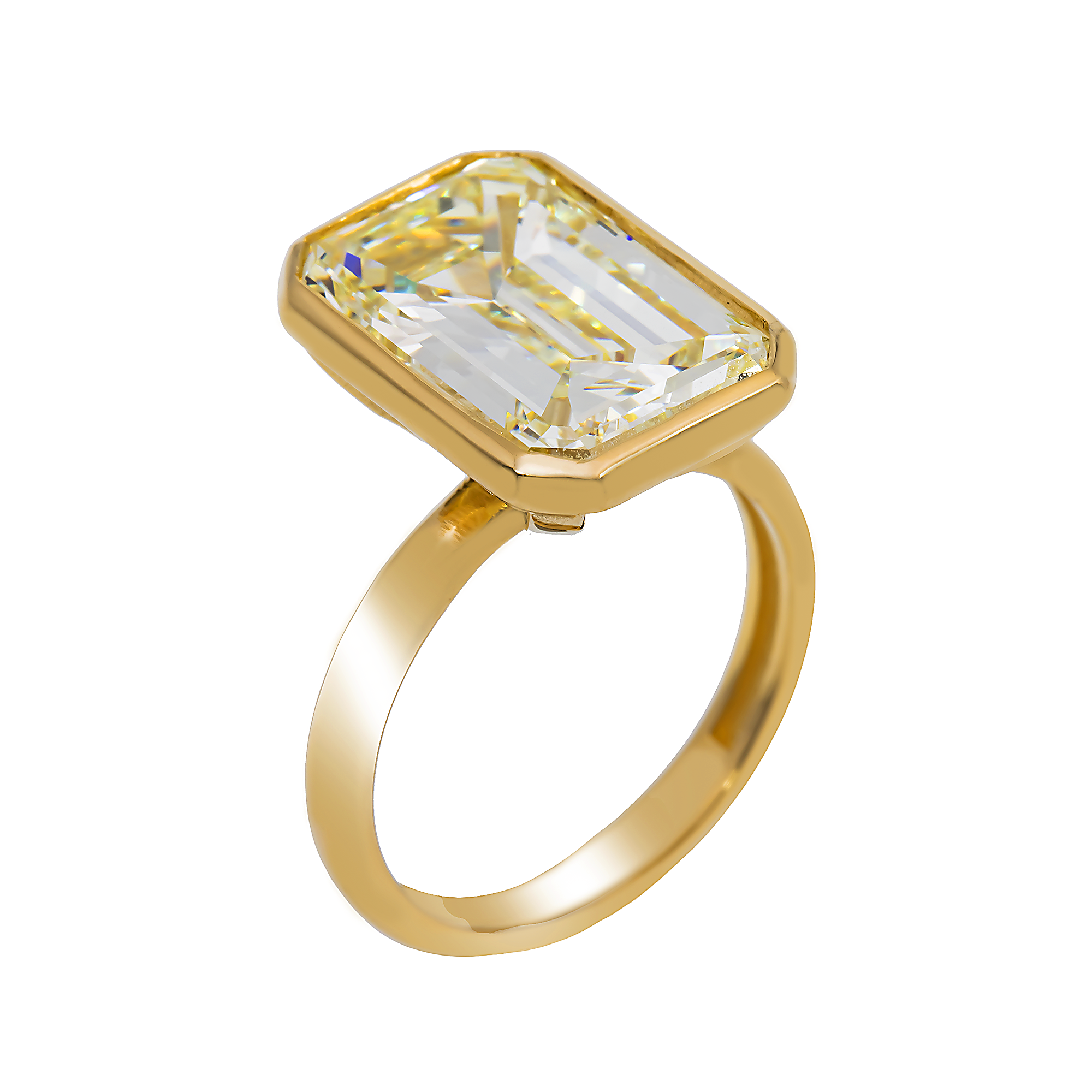 14K GOLD EMERALD CUT SOLITAIRE DIAMOND ENGAGEMENT RING 7.73 CTW