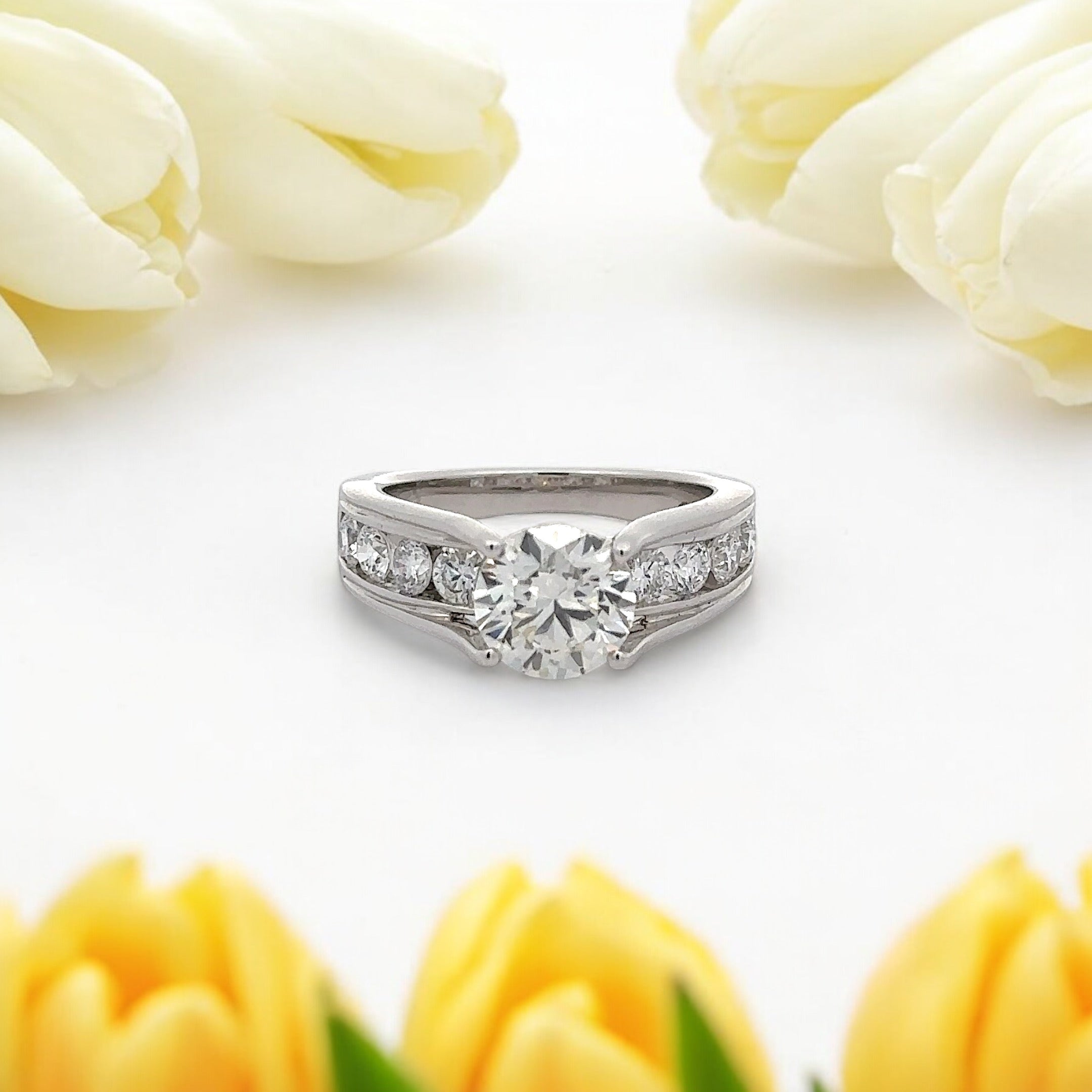 14K GOLD ROUND CUT LAB DIAMOND ENGAGEMENT RING 2.04 CTW