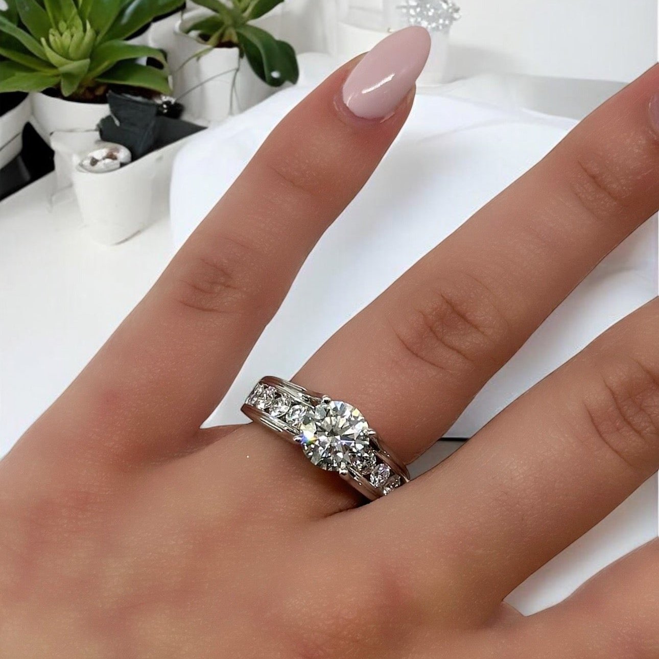 14K GOLD ROUND CUT LAB DIAMOND ENGAGEMENT RING 2.04 CTW