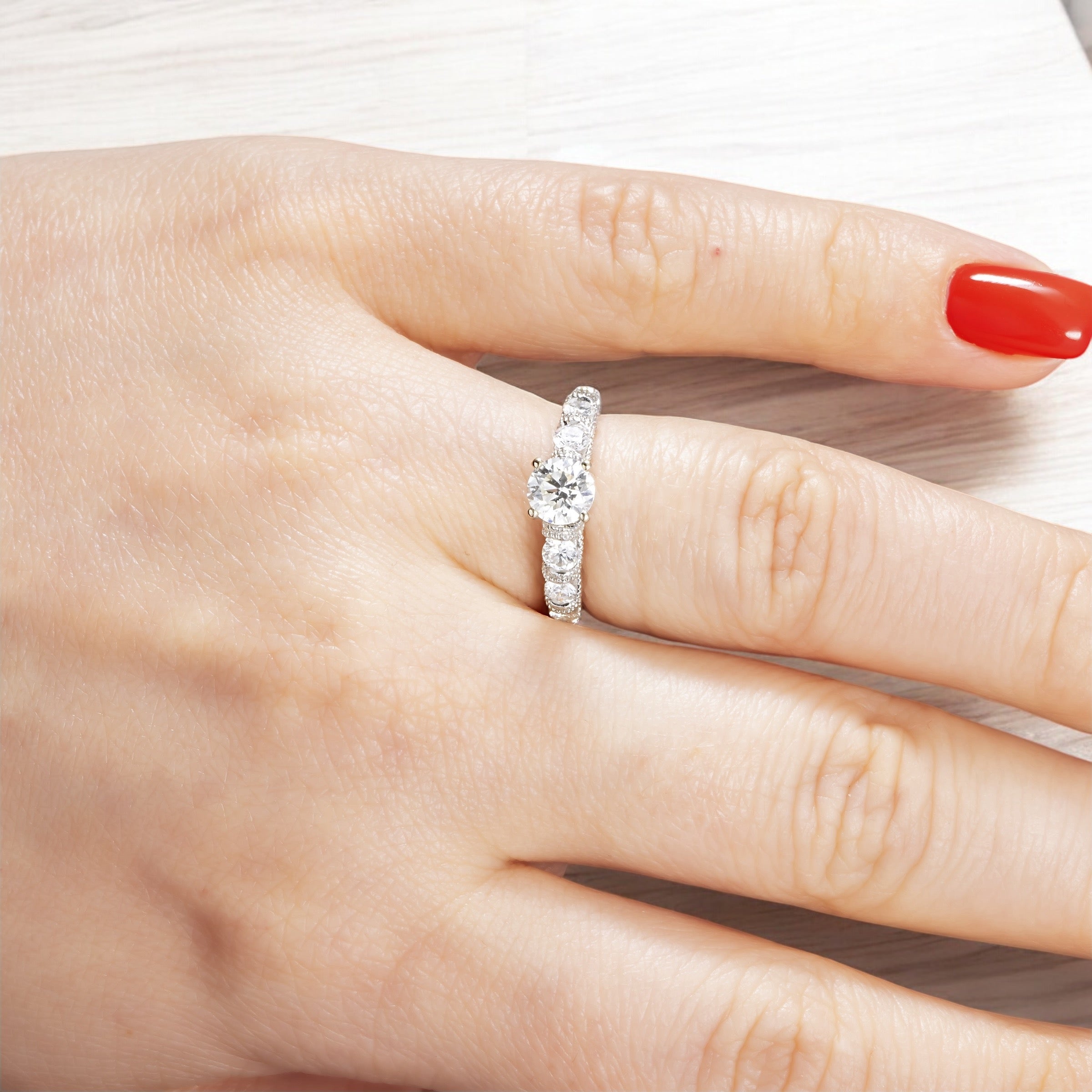 18K GOLD LAB DIAMOND ENGAGEMENT RING WITH HIDDEN DETAILING 1.17 CTW