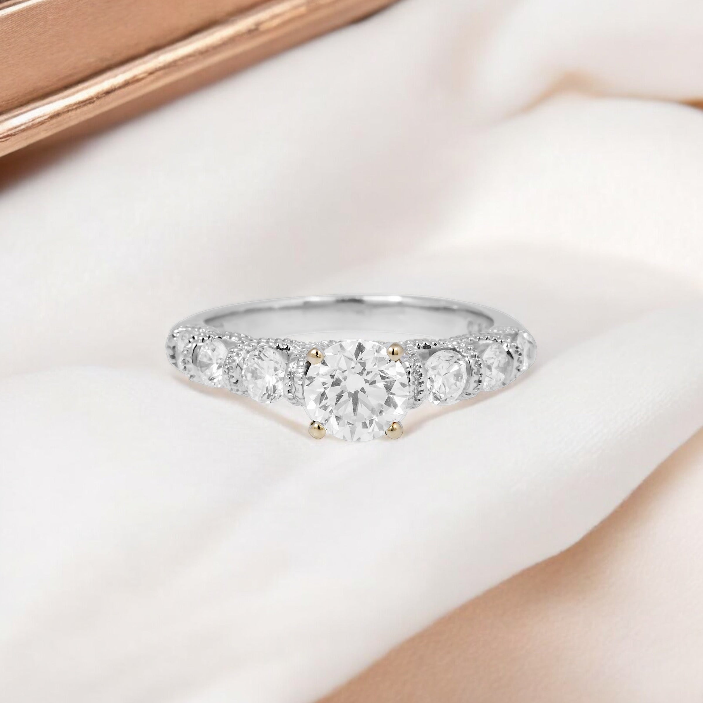 18K GOLD LAB DIAMOND ENGAGEMENT RING WITH HIDDEN DETAILING 1.17 CTW