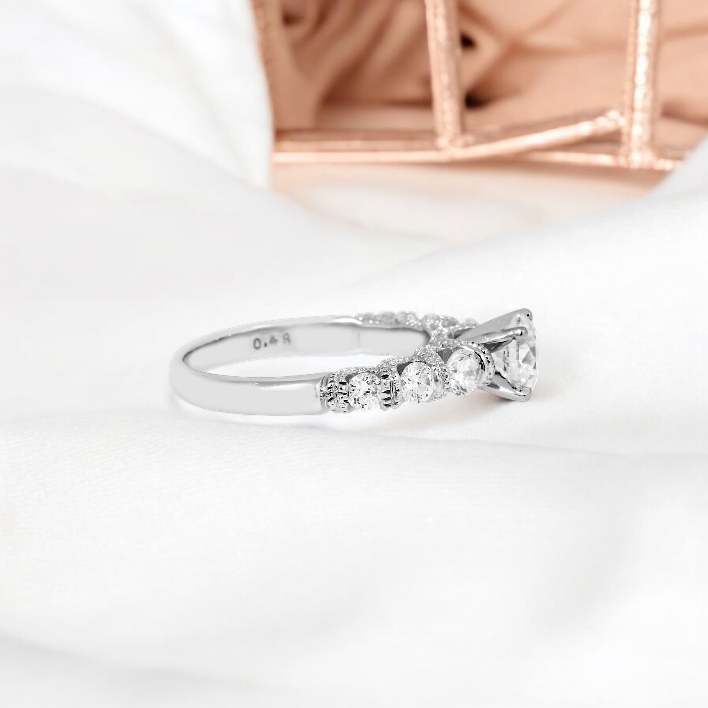 18K GOLD LAB DIAMOND ENGAGEMENT RING WITH HIDDEN DETAILING 1.17 CTW