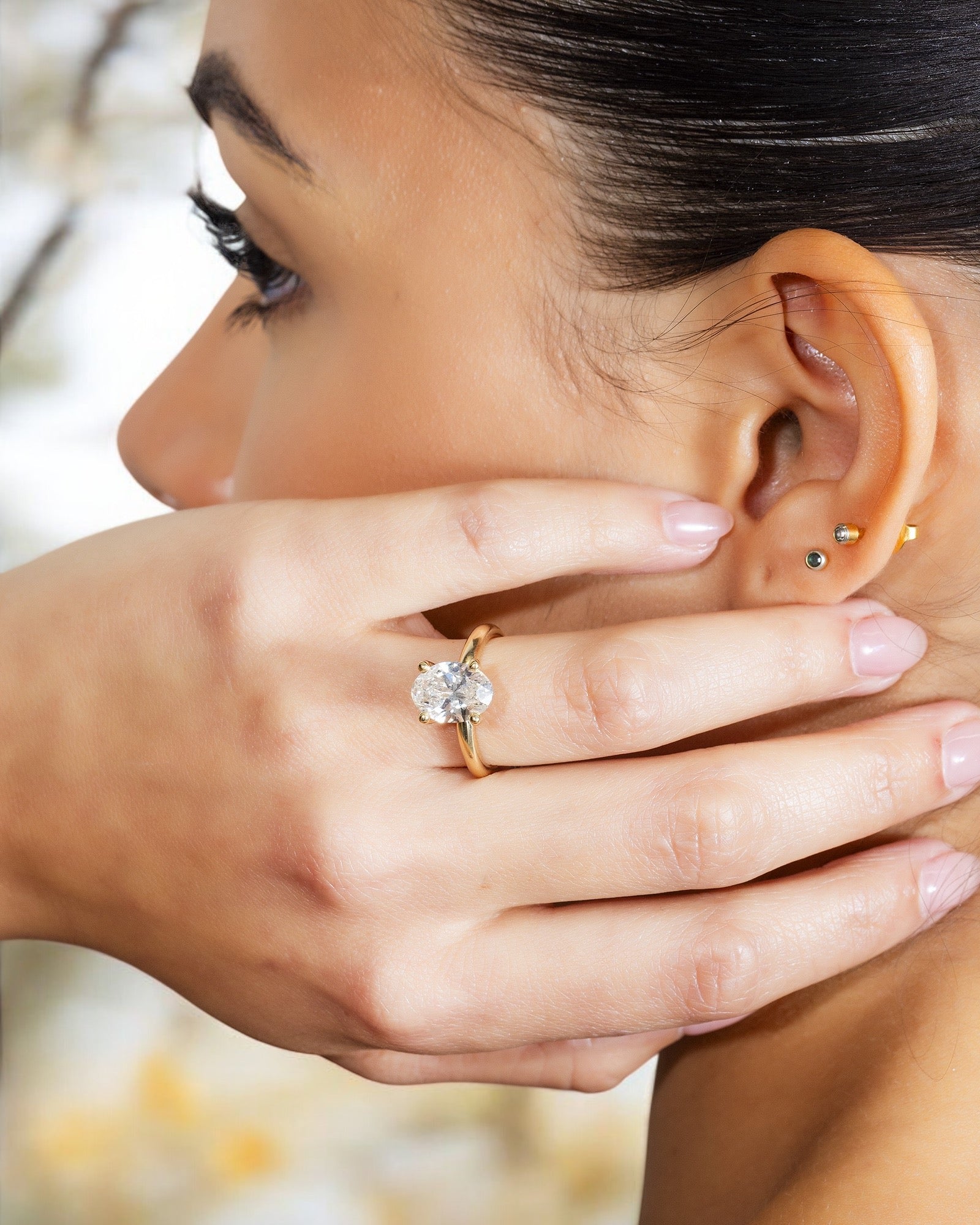 14K GOLD SOLITAIRE OVAL LAB DIAMOND ENGAGEMENT RING 2.63 CTW