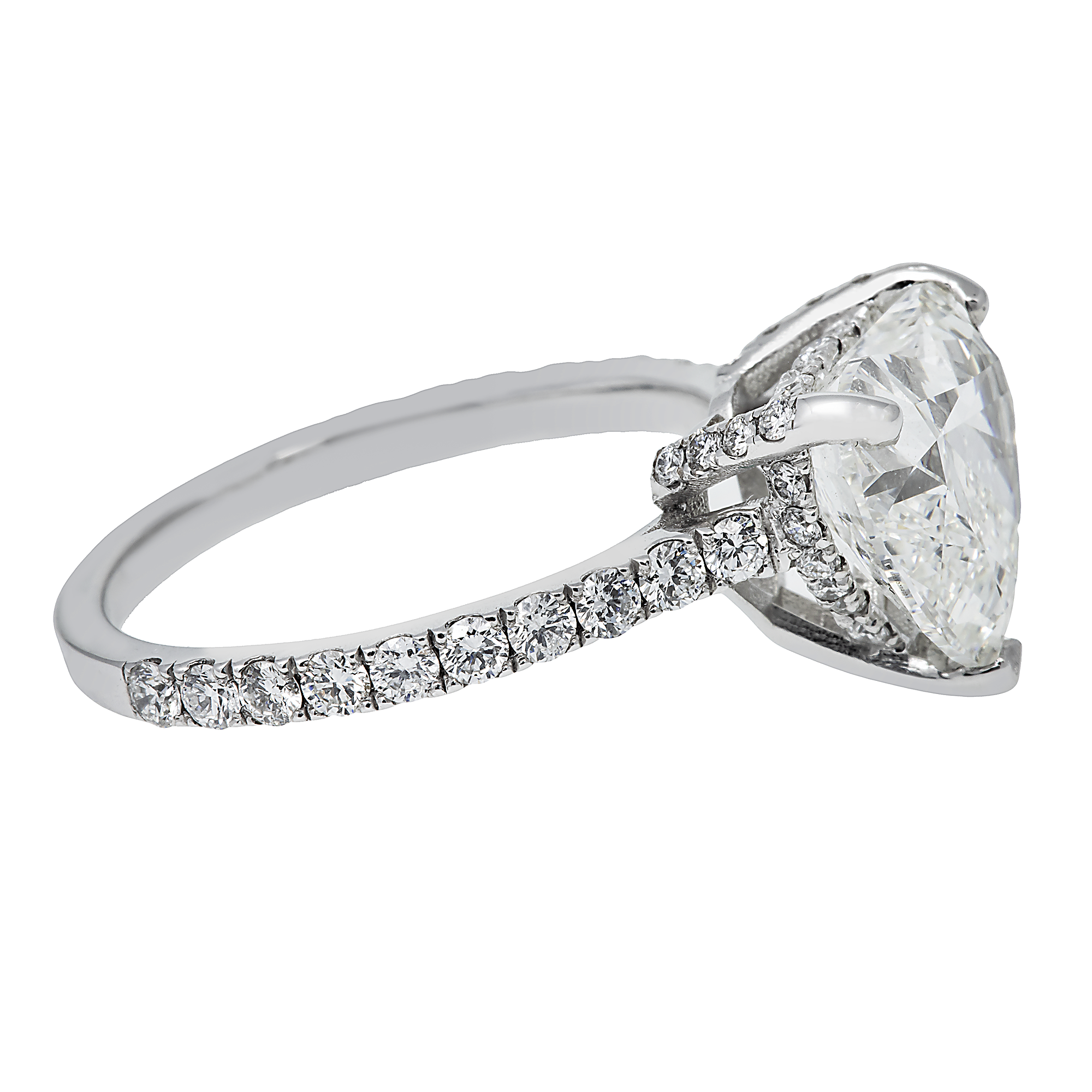 18K GOLD HEART LAB DIAMOND ENGAGEMENT RING 3.57 CTW