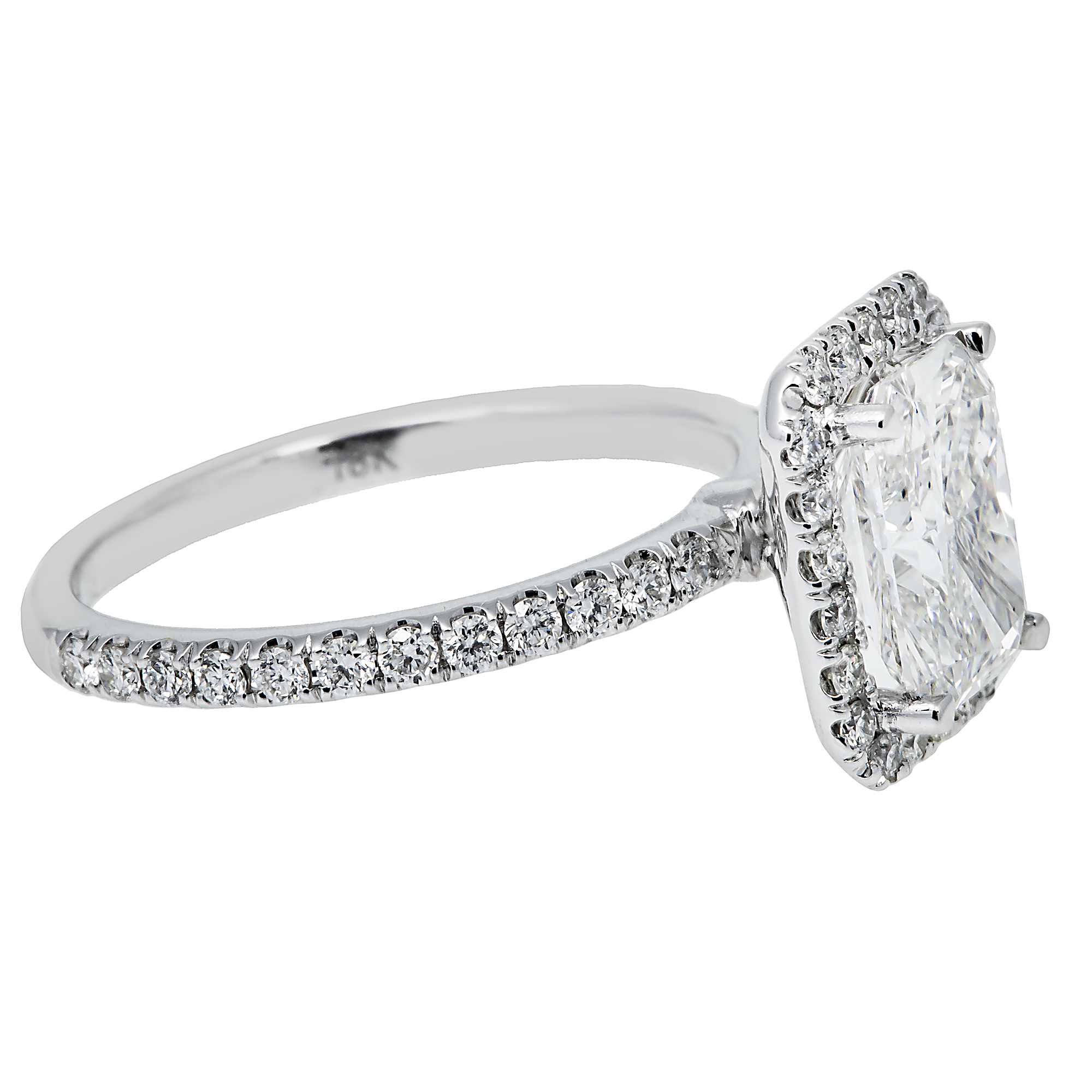 18K GOLD RADIANT CUT HALO LAB DIAMOND ENGAGEMENT RING 2.50 CTW