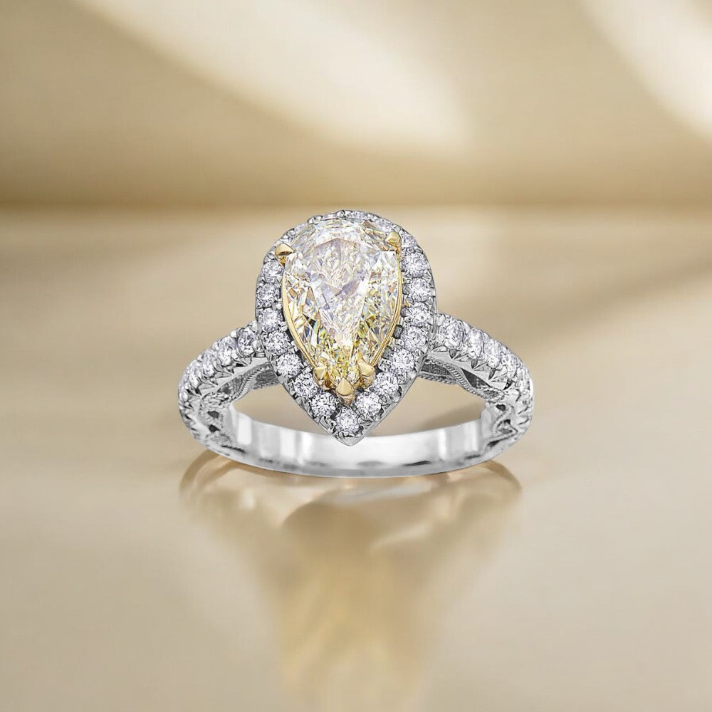 18k White Gold Halo With 2.45 CT Engagement Ring