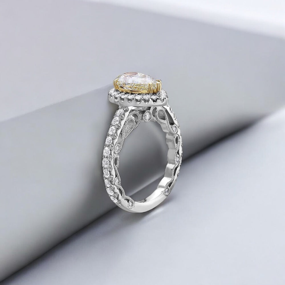 18k White Gold Halo With 2.45 CT Engagement Ring