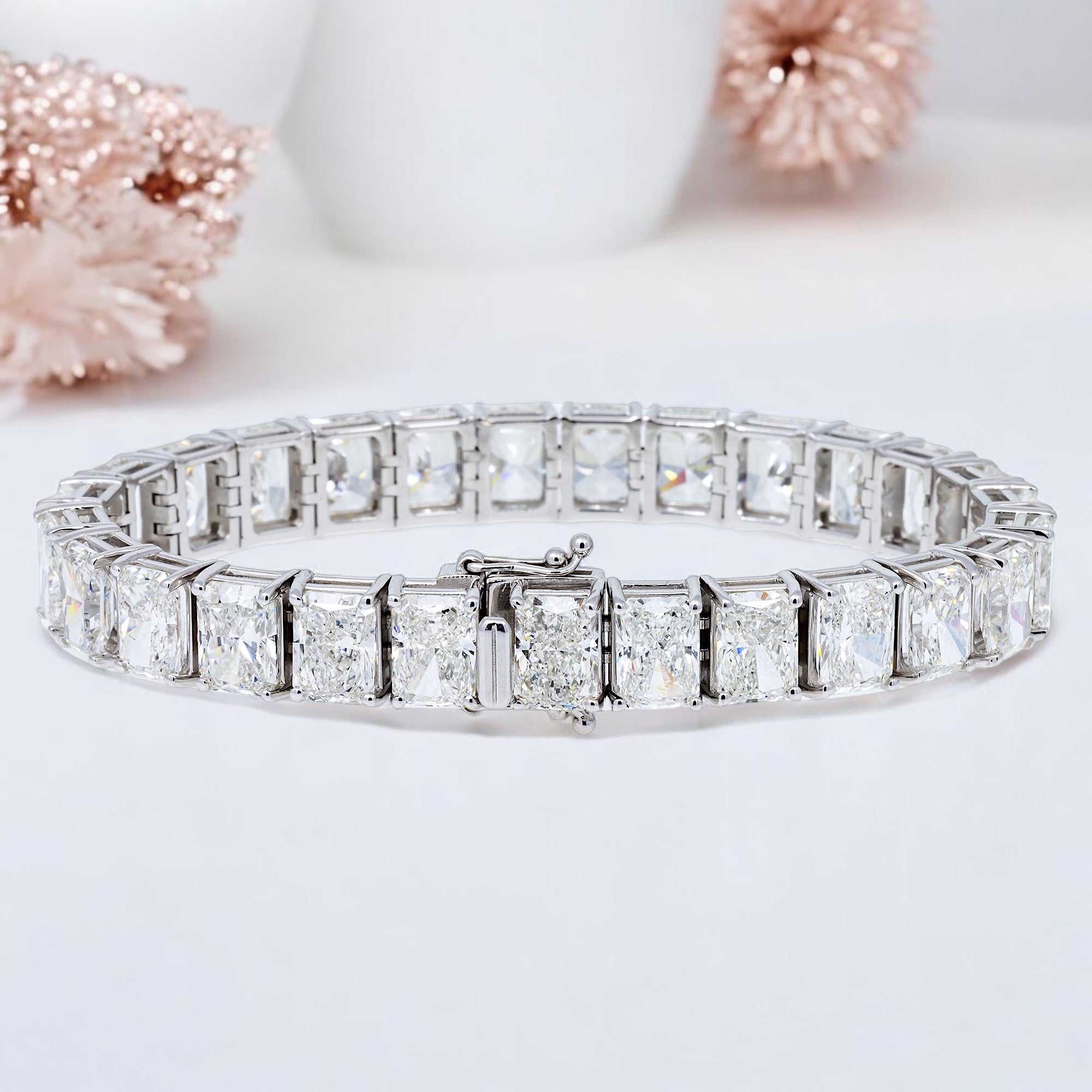 14K GOLD LAB DIAMOND RADIANT CUT TENNIS BRACELET