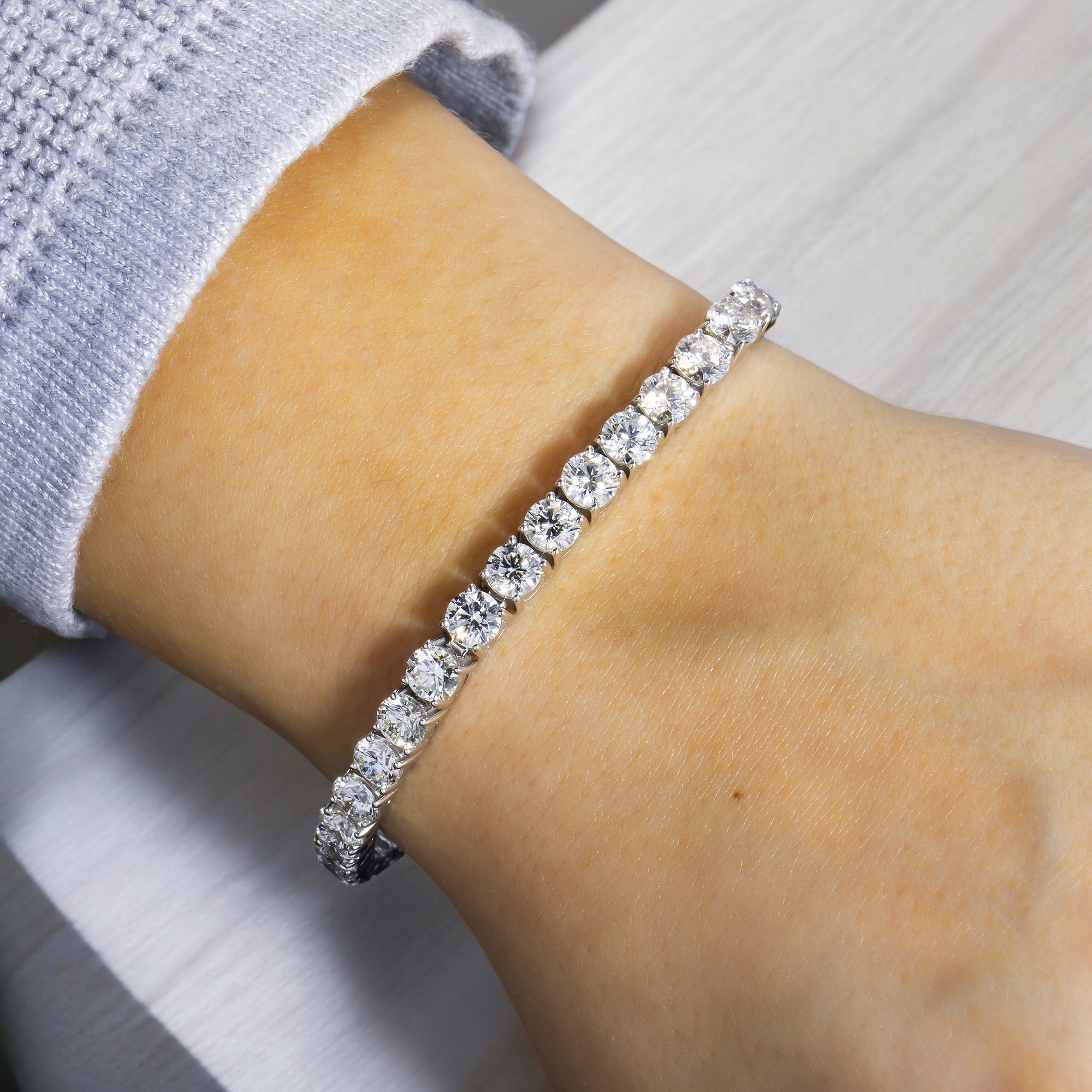 14K GOLD  LAB DIAMOND TENNIS BRACELET 15.00 CT