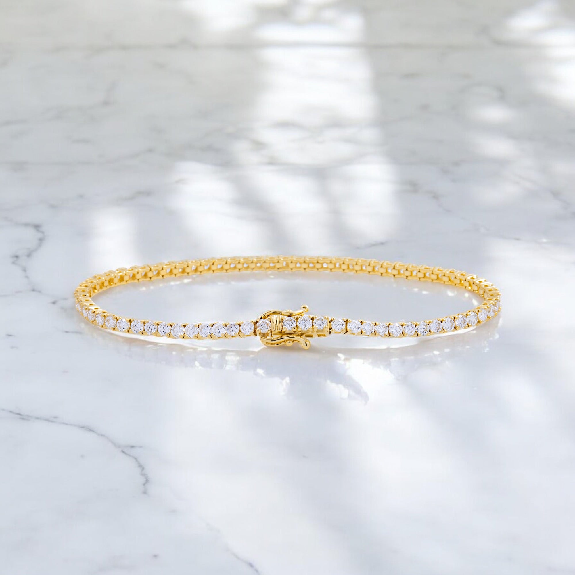 14K GOLD LAB DIAMOND TENNIS BRACELET 4.57 CT