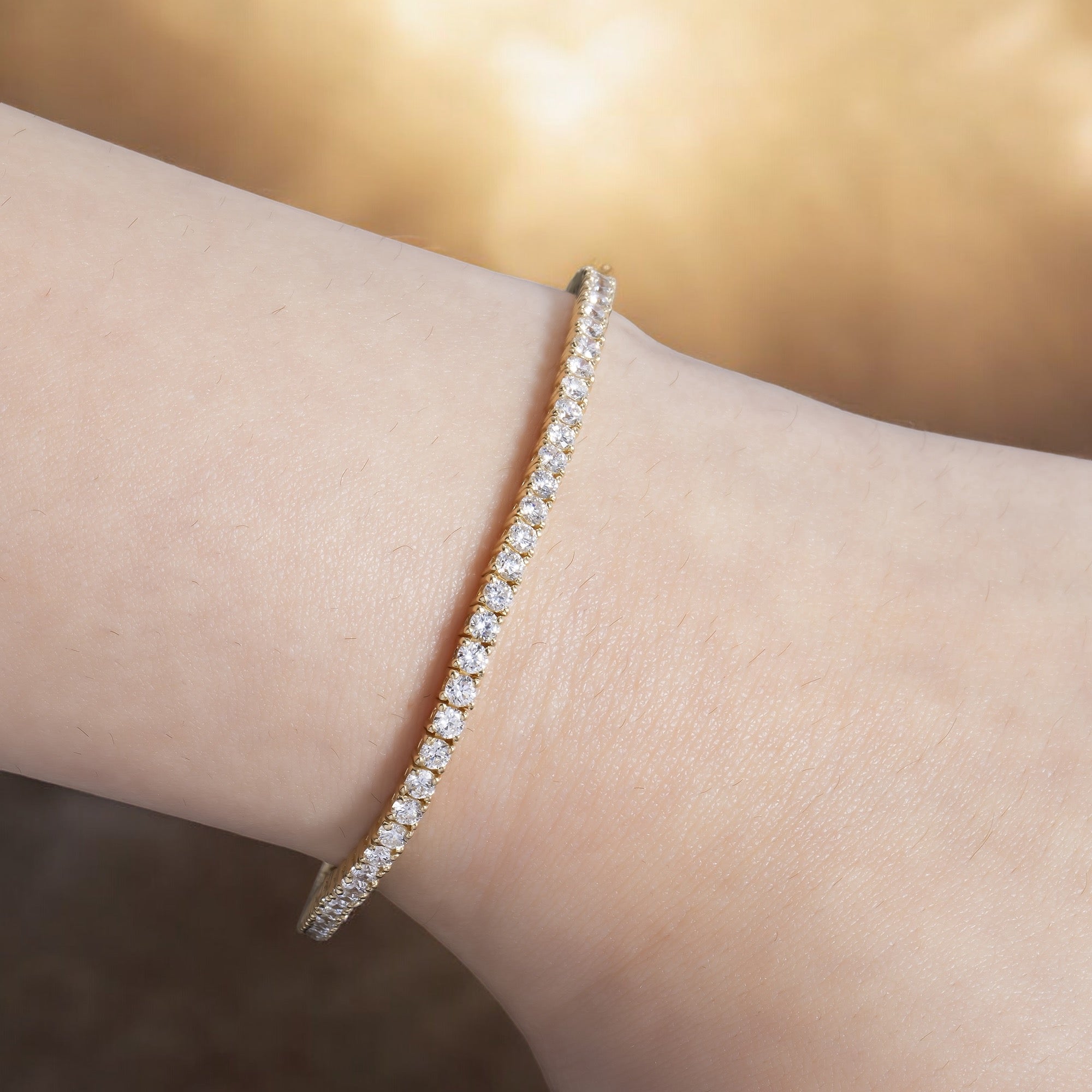 14K GOLD LAB DIAMOND TENNIS BRACELET 4.57 CT