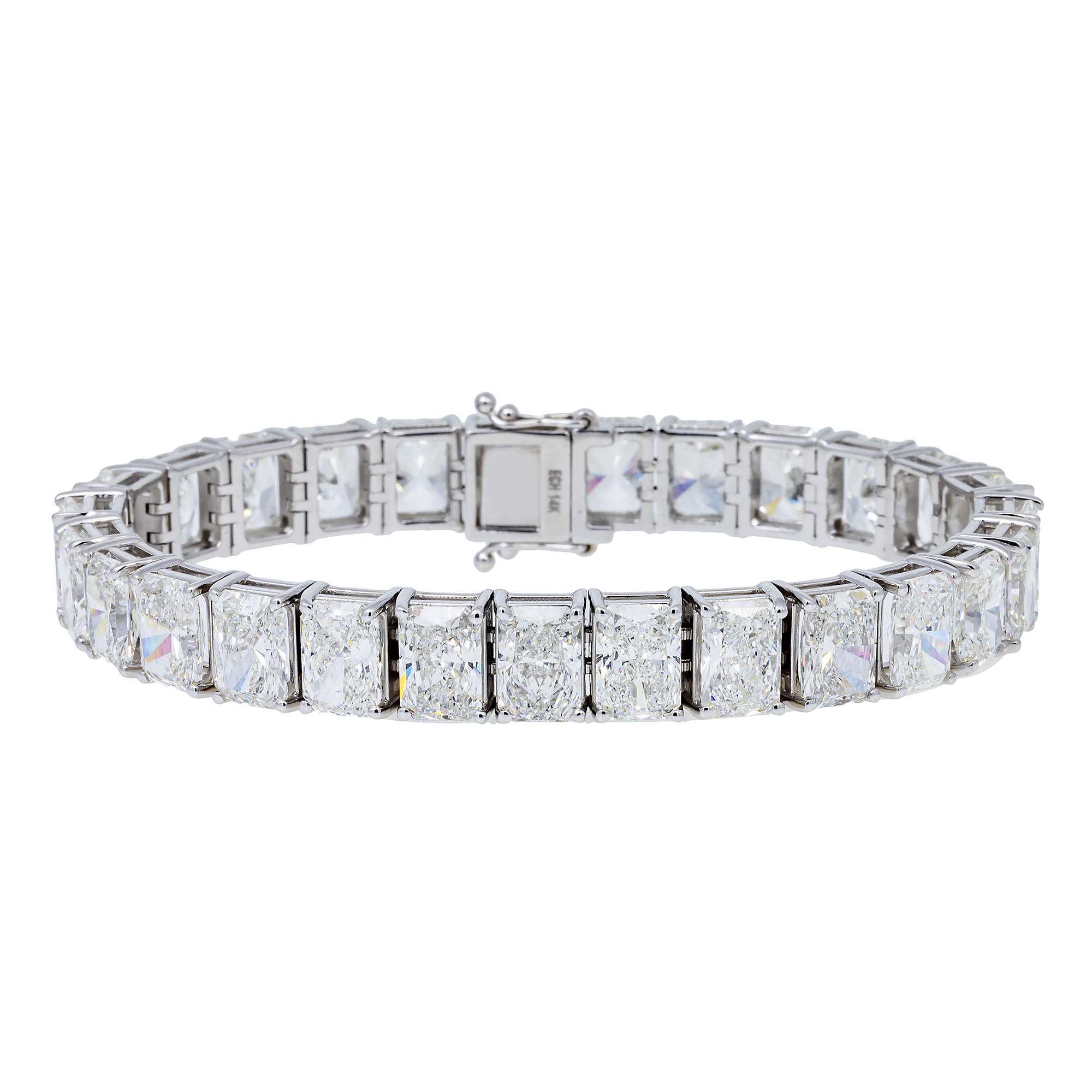 14K GOLD LAB DIAMOND RADIANT CUT TENNIS BRACELET 39.50CT
