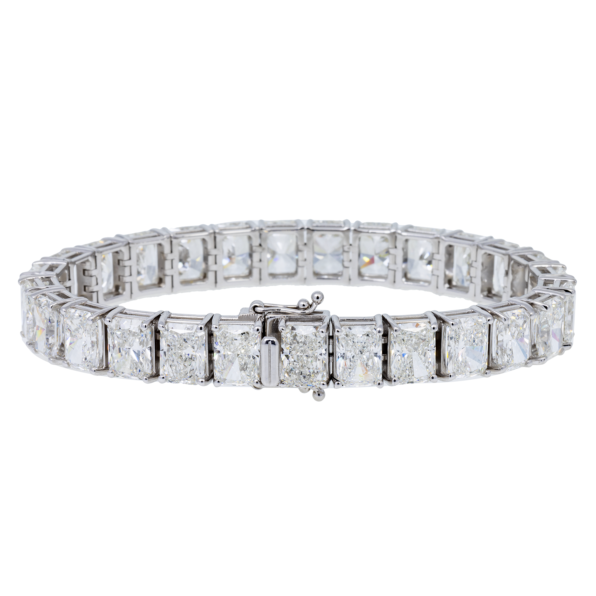 14K GOLD LAB DIAMOND RADIANT CUT TENNIS BRACELET 39.50CT