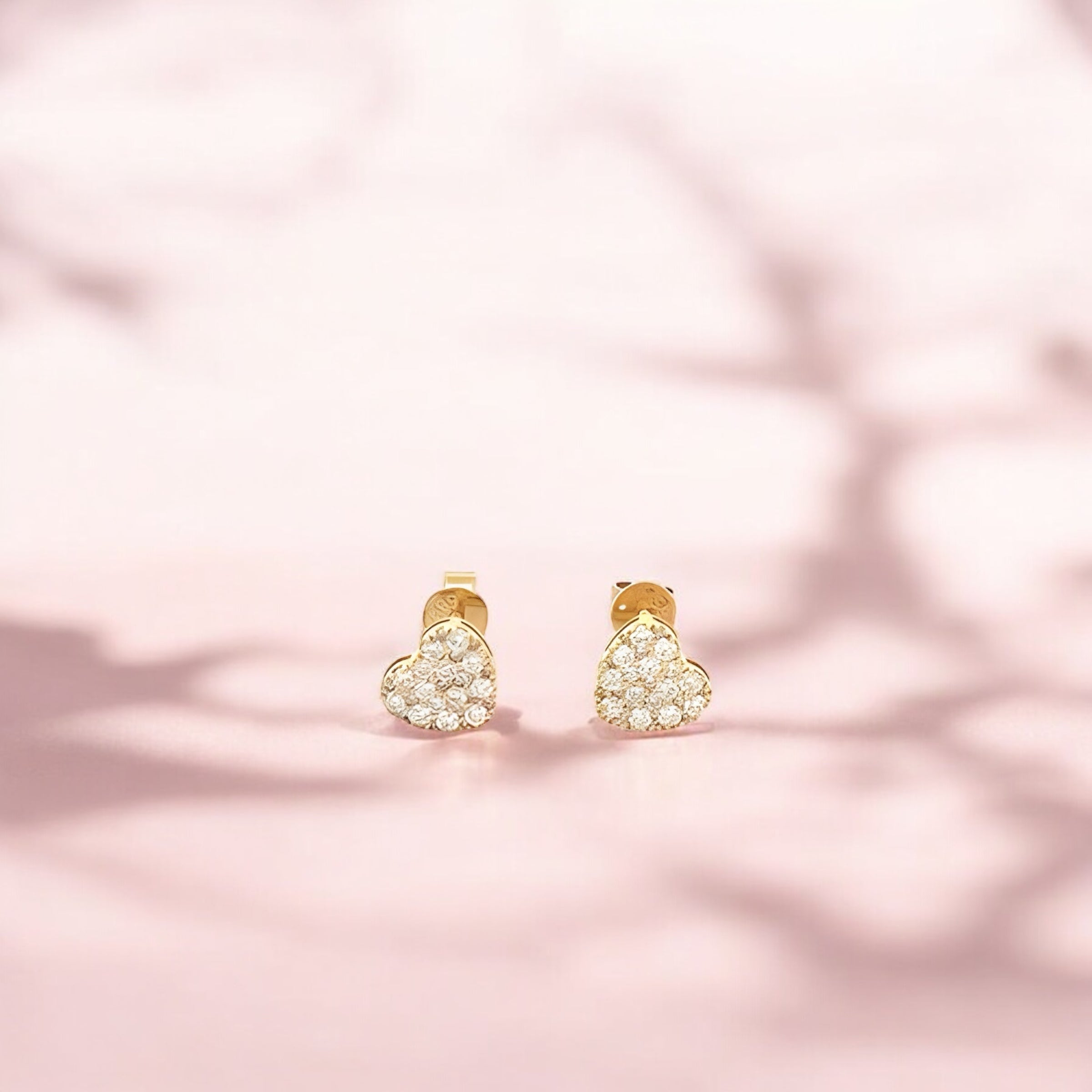 14K GOLD DIAMOND HEART CLUSTER STUD EARRINGS 0.60 CT