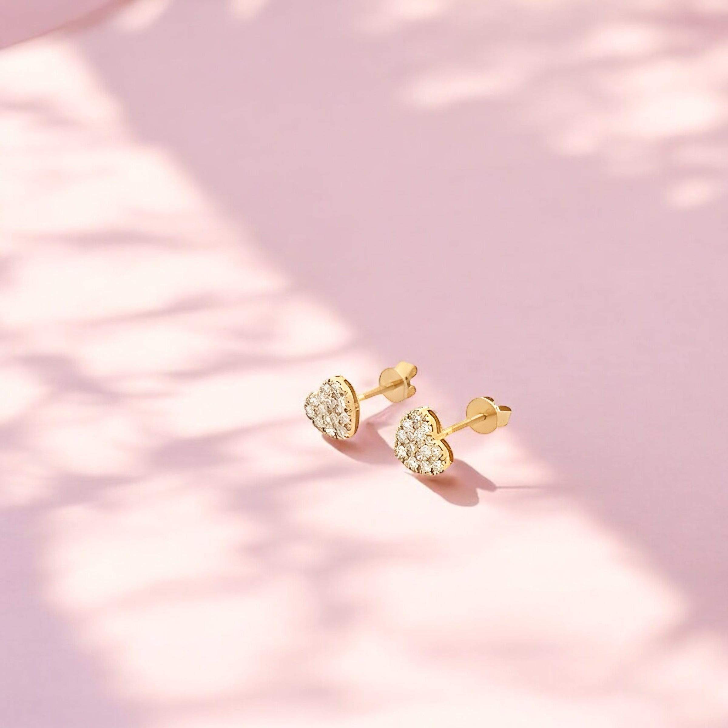 14K GOLD DIAMOND HEART CLUSTER STUD EARRINGS 0.60 CT