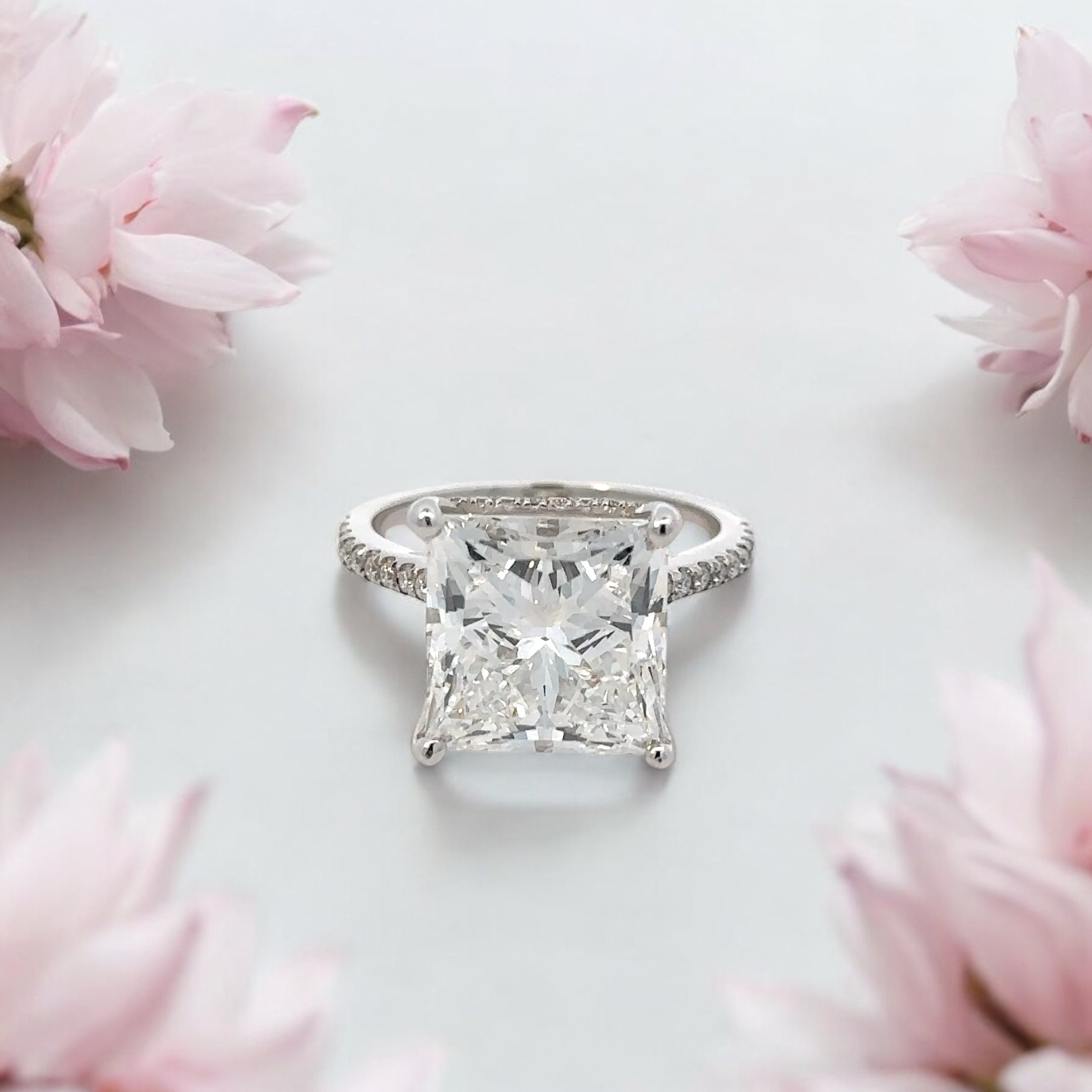 14K GOLD PRINCESS CUT LAB DIAMOND ENGAGEMENT RING 8.41 CTW