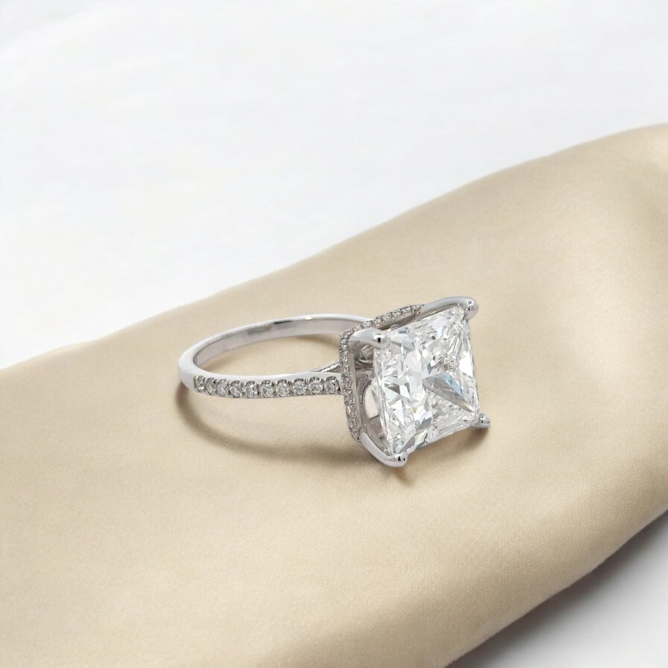 14K GOLD PRINCESS CUT LAB DIAMOND ENGAGEMENT RING 8.41 CTW