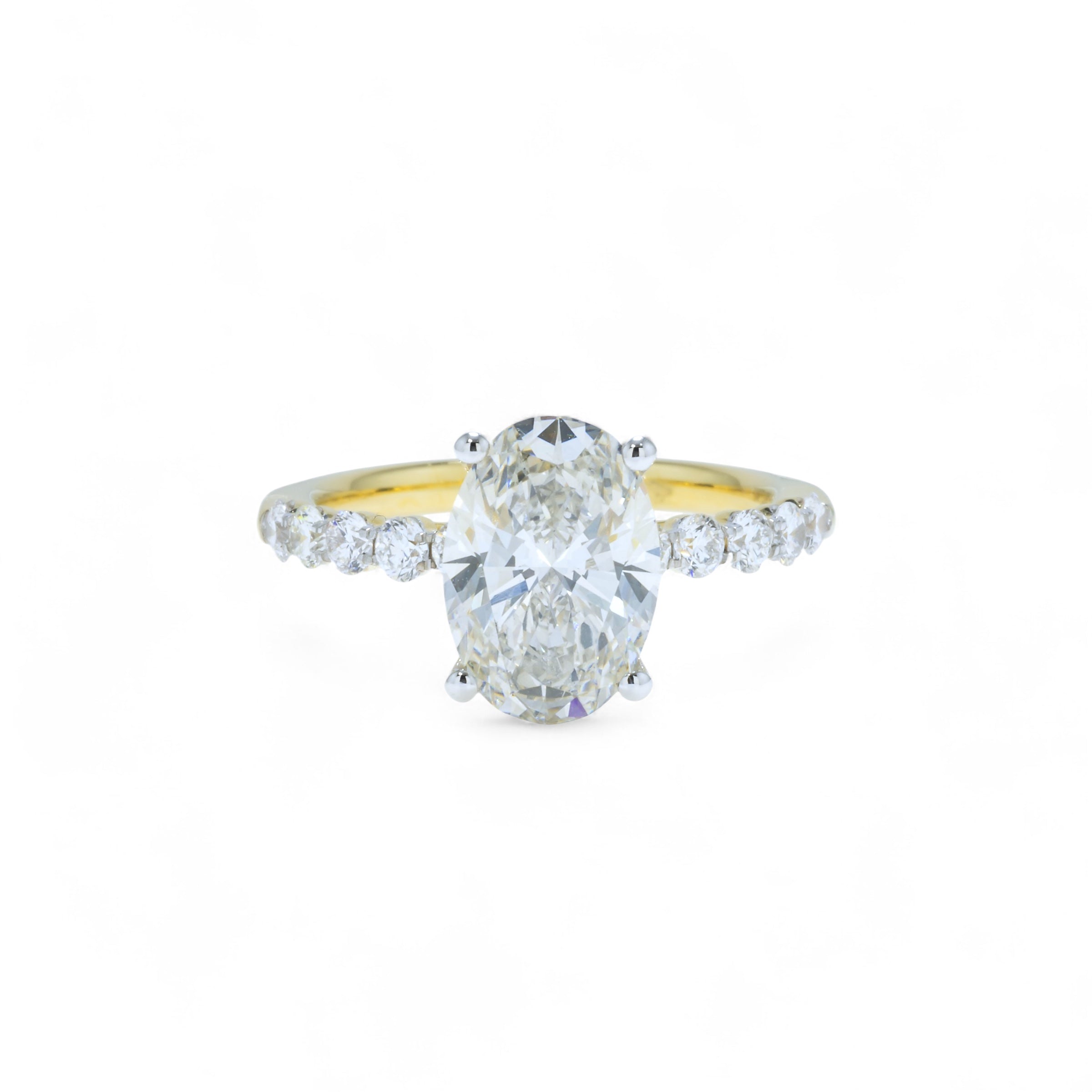 14K GOLD OVAL LAB DIAMOND ENGAGEMENT RING 3.60 CTW