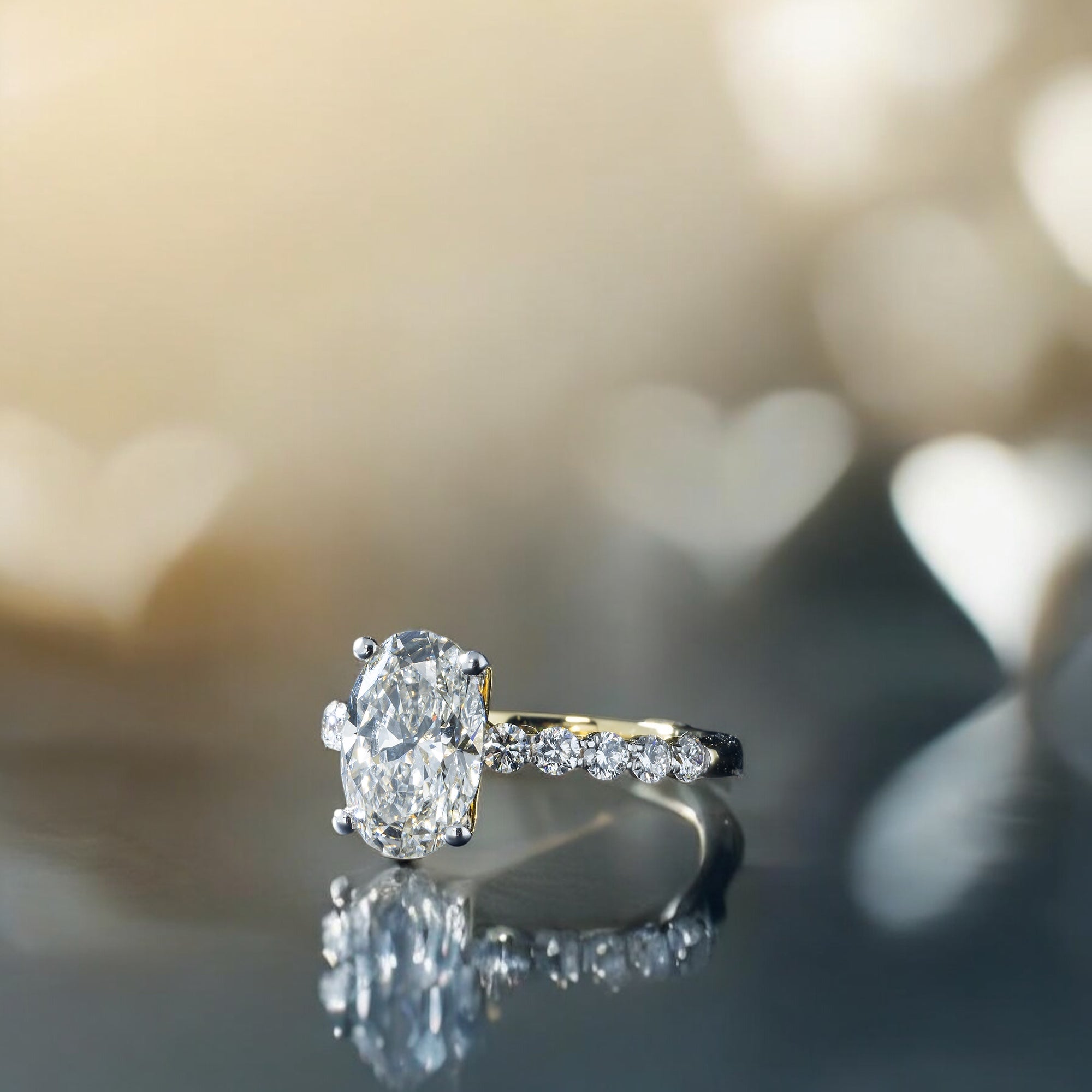 14K GOLD OVAL LAB DIAMOND ENGAGEMENT RING 3.60 CTW