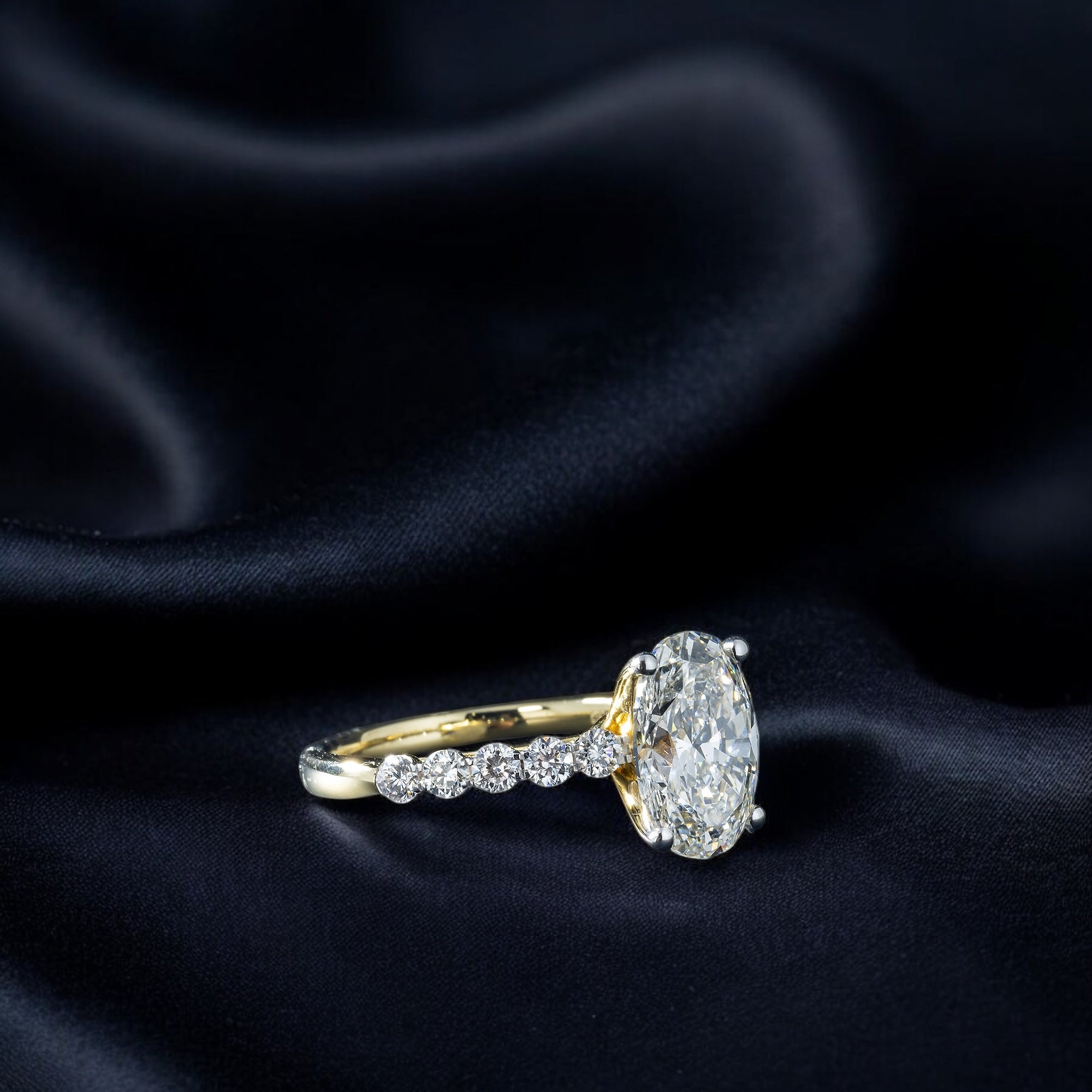 14K GOLD OVAL LAB DIAMOND ENGAGEMENT RING 3.60 CTW