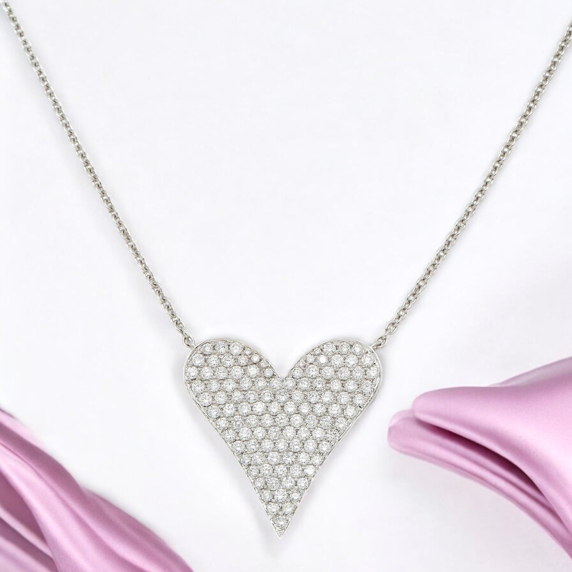 18K GOLD DIAMOND HEART NECKLACE 1.54 CT