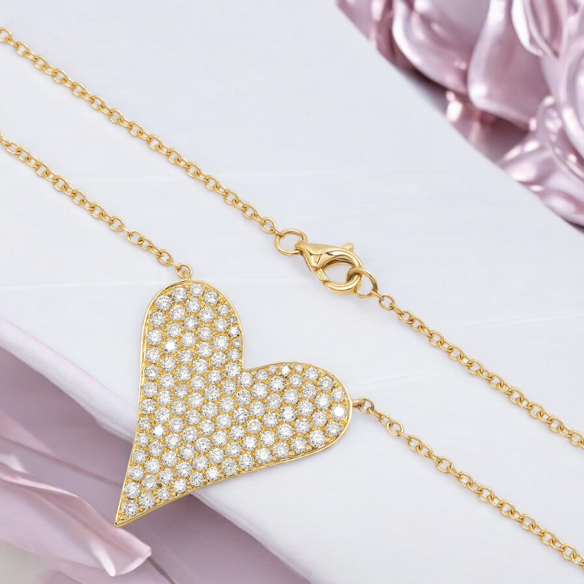 18K GOLD DIAMOND HEART NECKLACE 1.54 CT