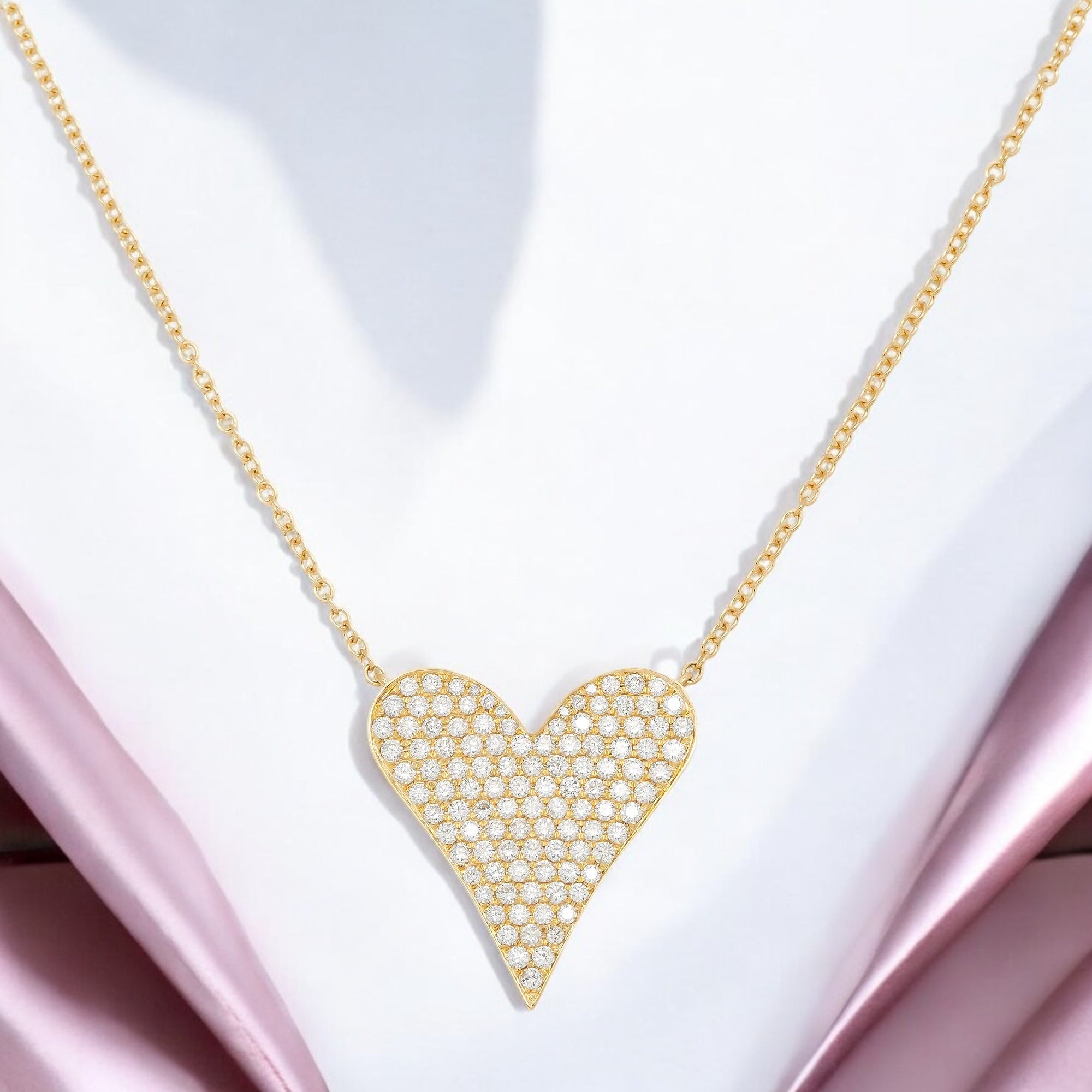 18K GOLD DIAMOND HEART NECKLACE 1.54 CT