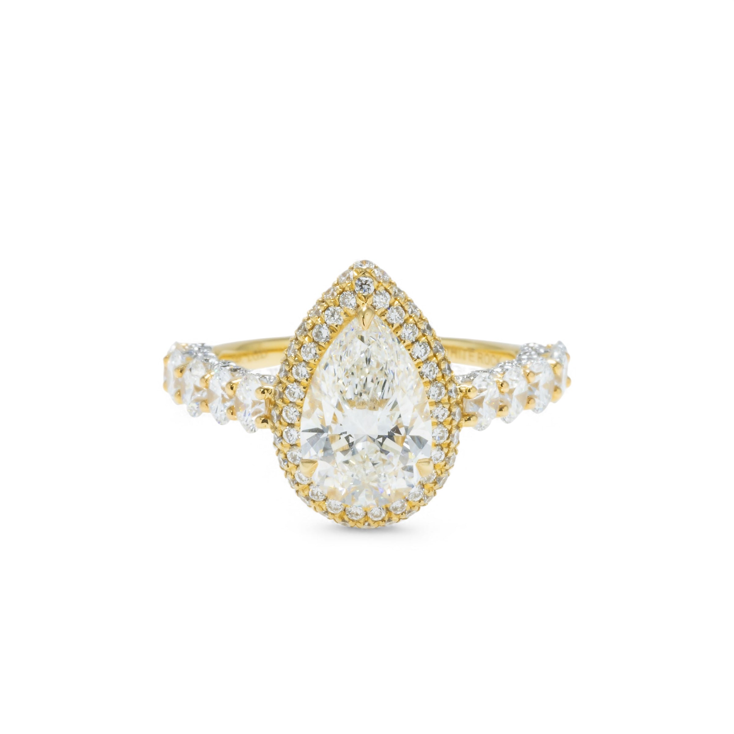 14K GOLD PEAR CUT HALO LAB DIAMOND ENGAGEMENT RING 4.00 CTW