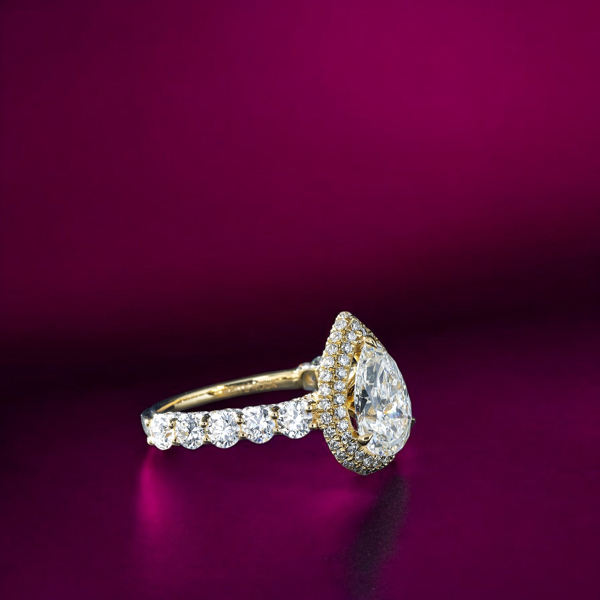 14K GOLD PEAR CUT HALO LAB DIAMOND ENGAGEMENT RING 4.00 CTW